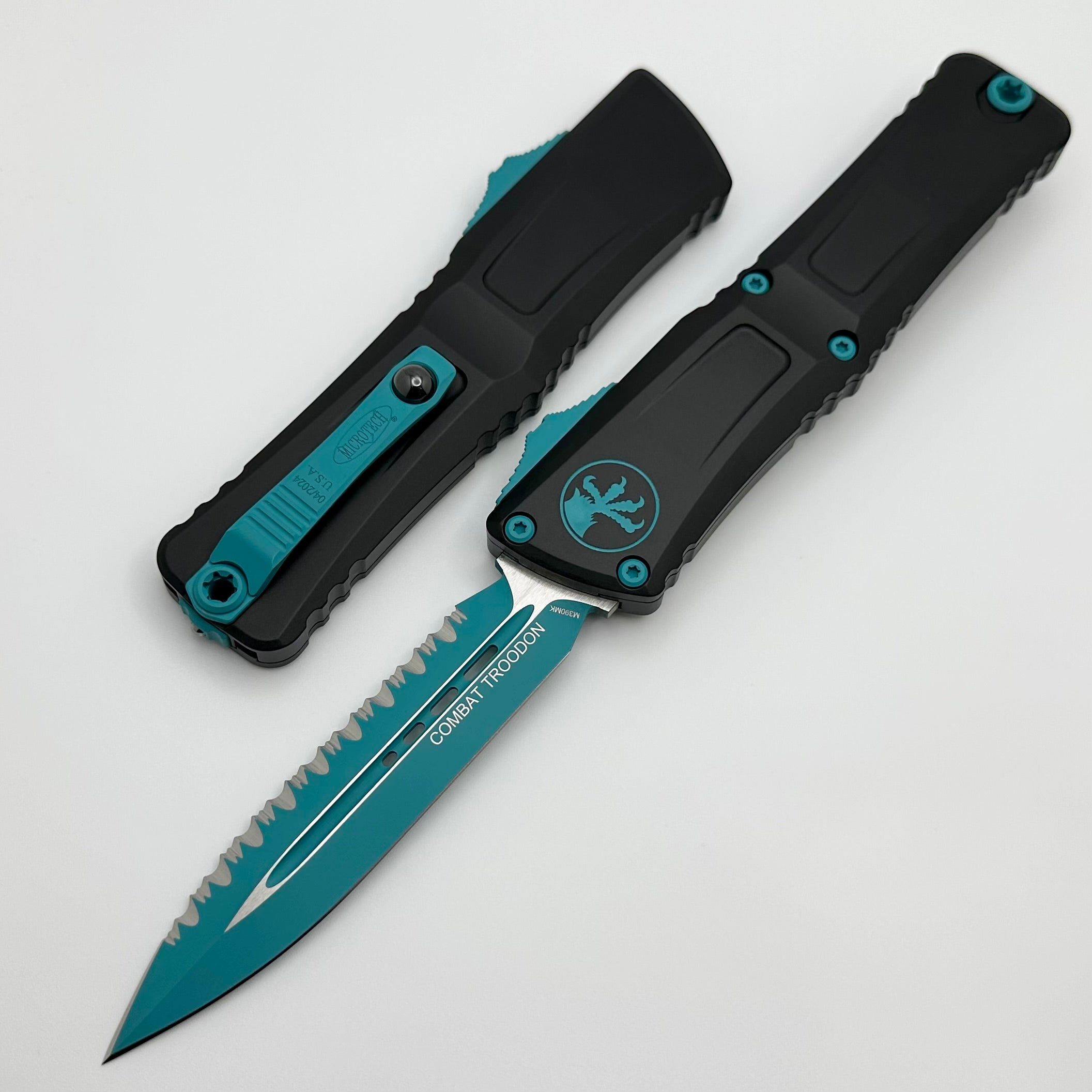 Microtech Combat Troodon Gen III Black D/E F/S Knife with Turquoise Accents - Premium Tactical OTF Blade