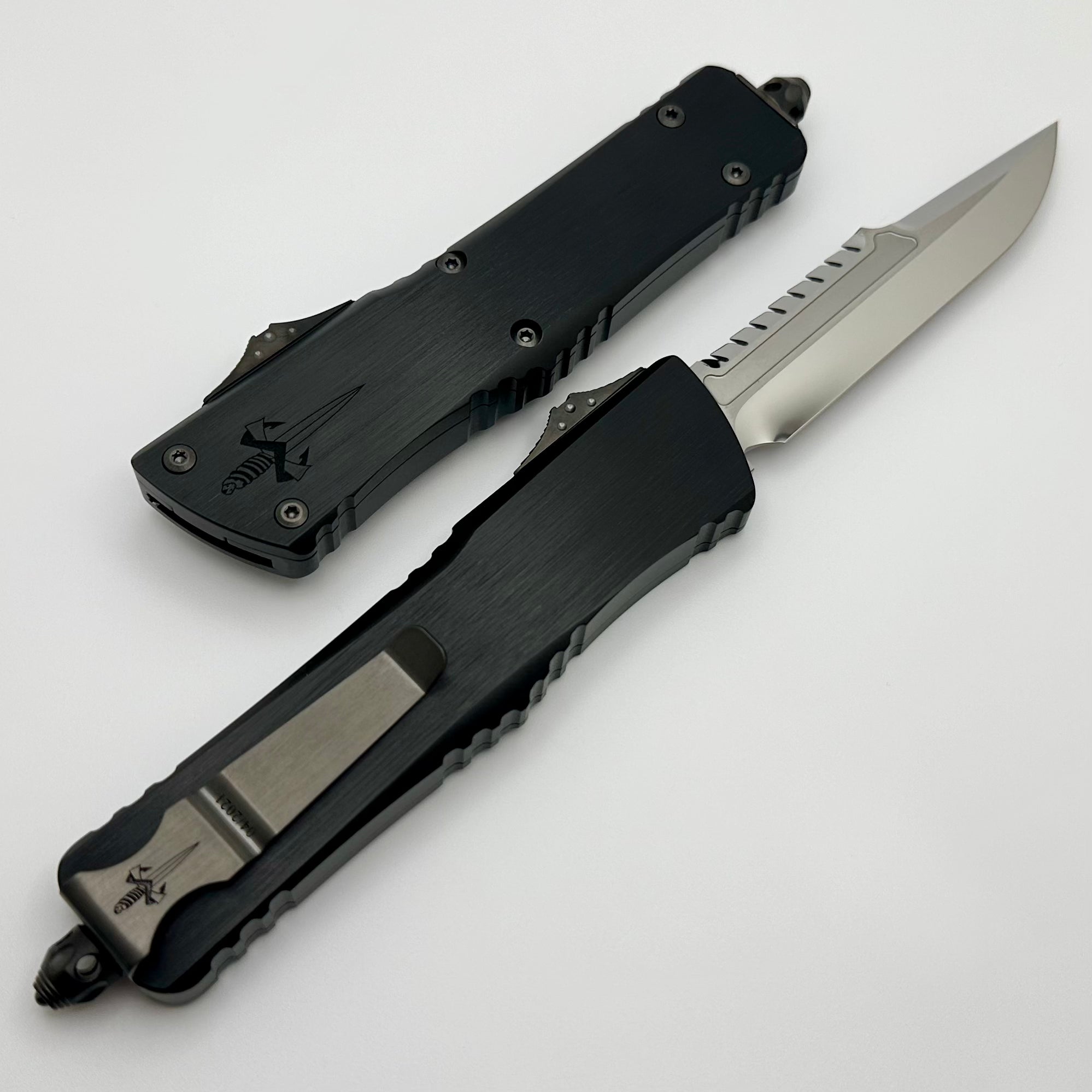 Ultimate Marfione Combat Troodon Interceptor Knife - Mirror Polish with Hefted Black Handle & DLC Titanium Hardware