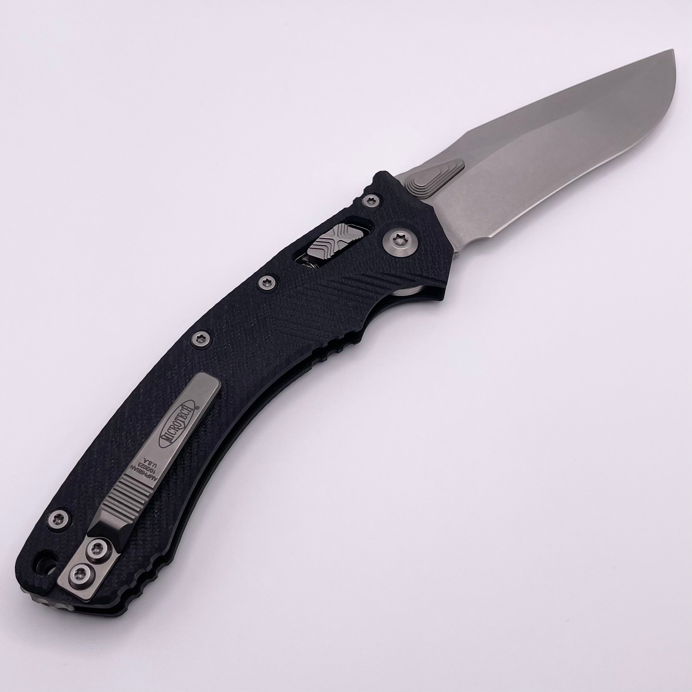 Premium Microtech Amphibian RAM LOK Knife - Black Fluted G-10 & Stonewash M390MK Blade