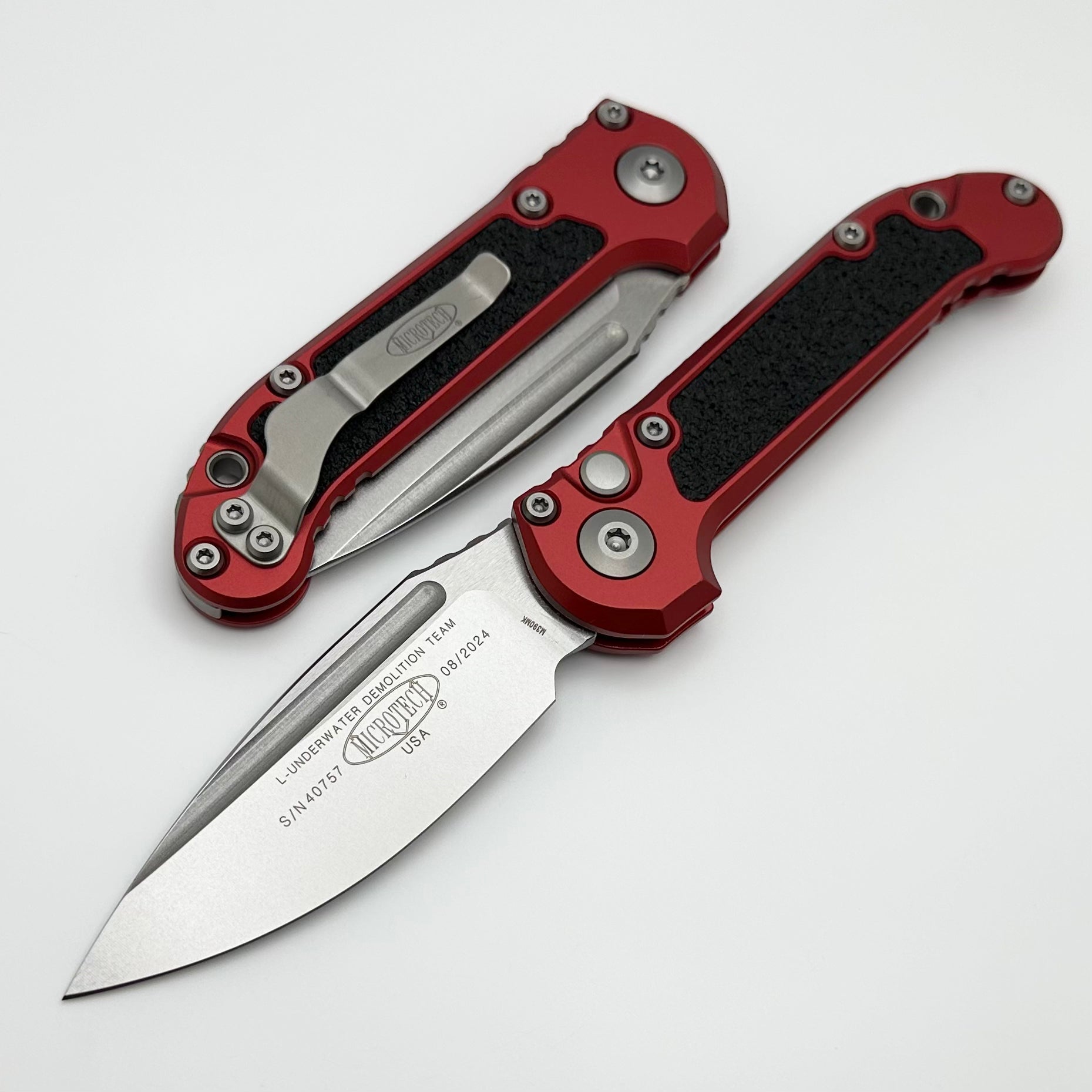 Microtech LUDT Gen III Stonewash Drop Point Knife - Premium Red Aluminum Handle