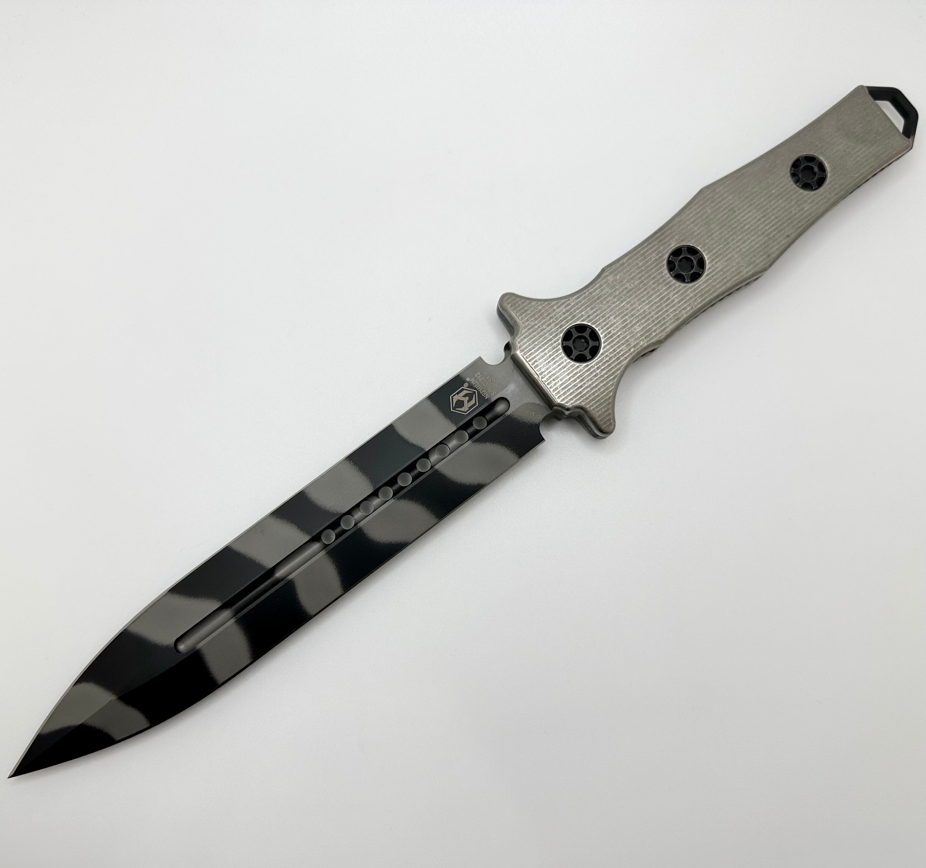 Heretic Knives Premium Nephilim Commando Double Edge Dagger - Titanium Handles & Elmax Steel Blade