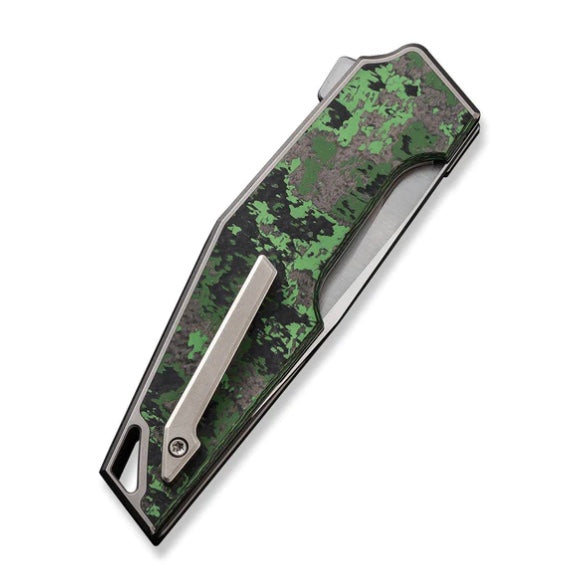 Premium We Knife OAO Integral Flipper - Ultimate Titanium Handle with Jungle Wear Fat Carbon Inlays & Hand Satin 20CV Blade