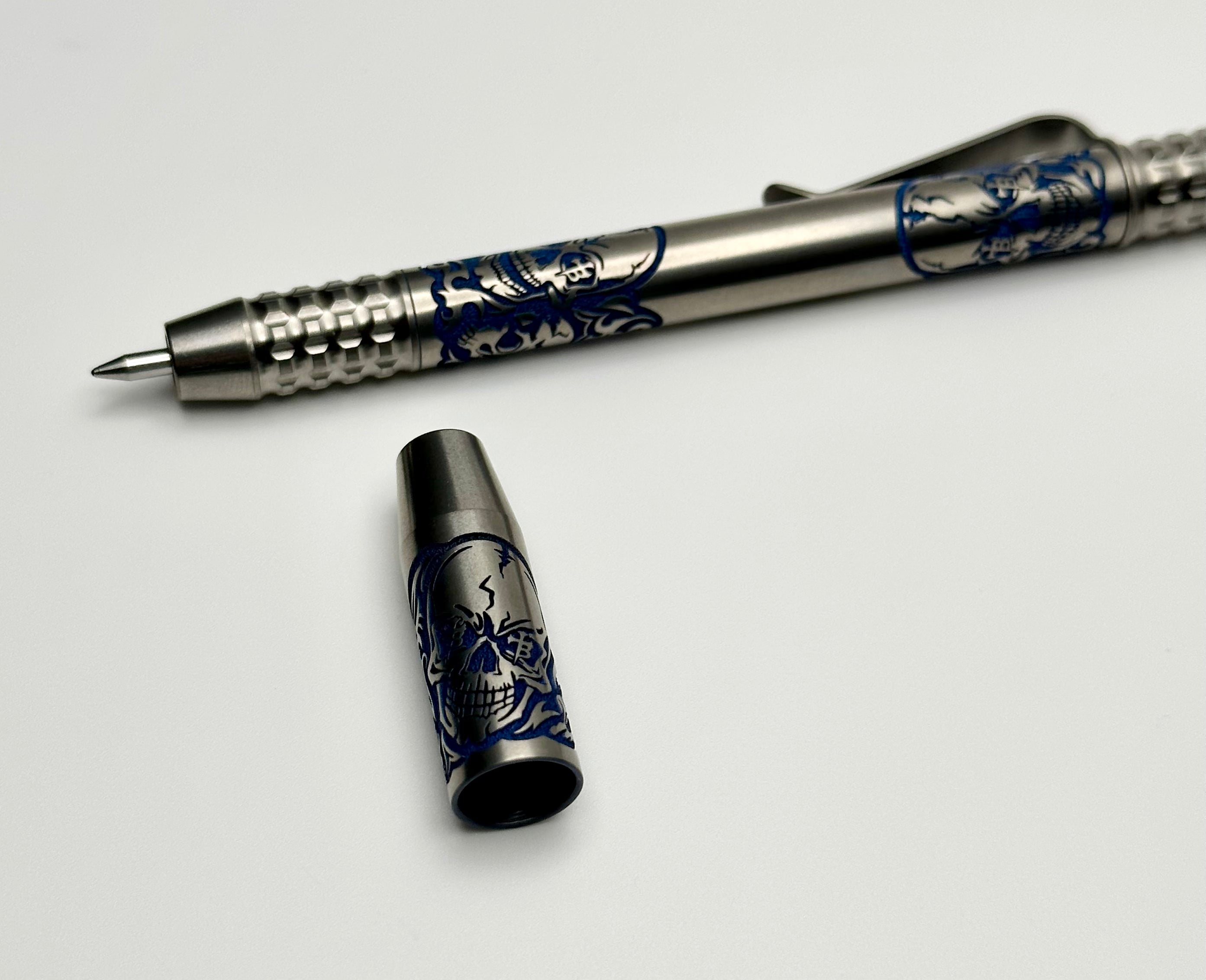 Borka Ti2Design TechLiner Grid Skulls Burnished Shorty 5 Pen - Premium Titanium Writing Tool