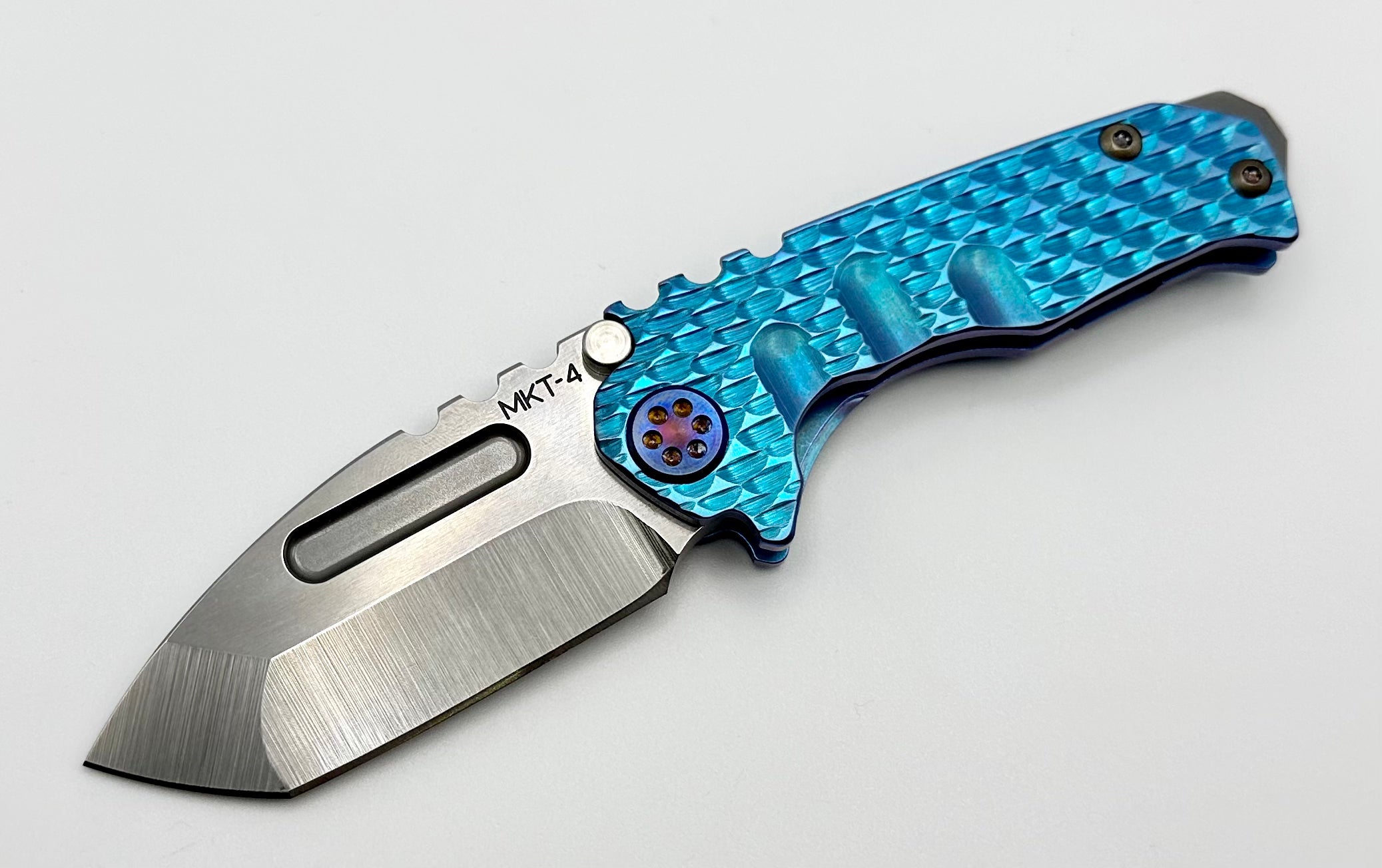 Medford Micro Praetorian T - Compact Tactical Knife with Blue Dragon Skin Handles & Flamed Hardware