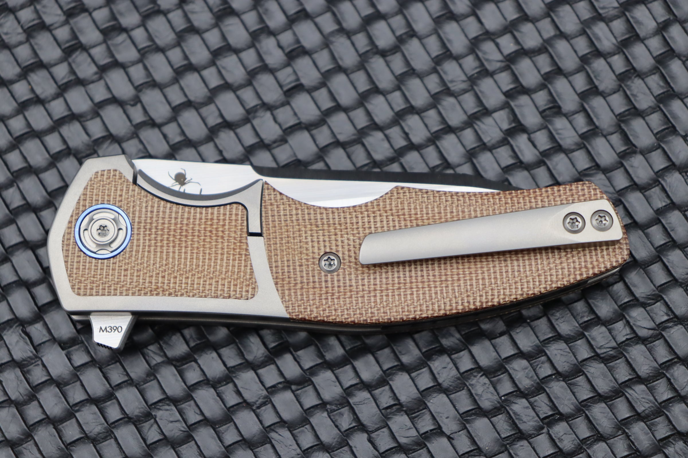 Reate Knives Premium Mini Crossroads - M390 Blade & Brown Micarta Inlays