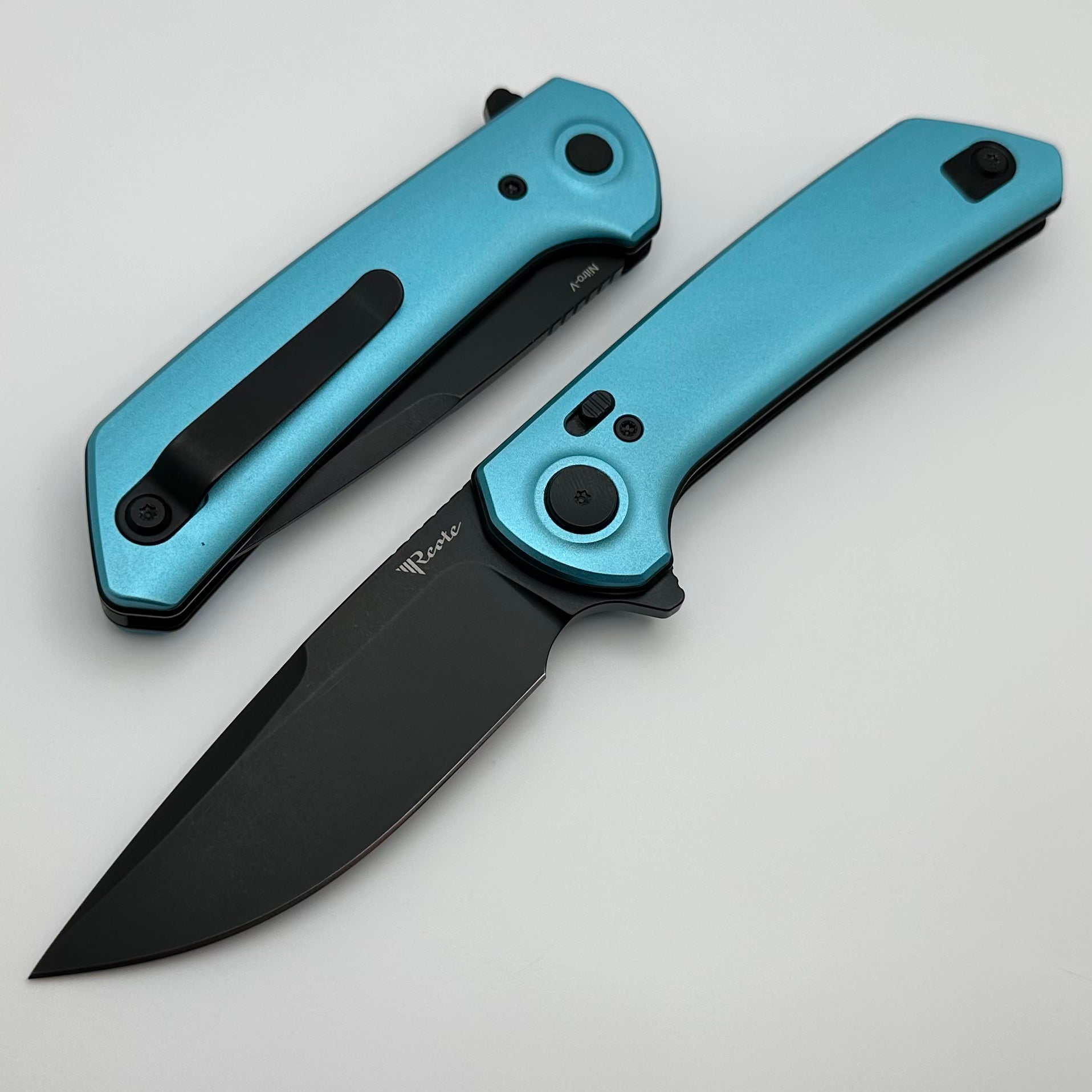 Premium Reate PL-XF Folding Knife - Blue Aluminum Handles & PVD Nitro-V Blade