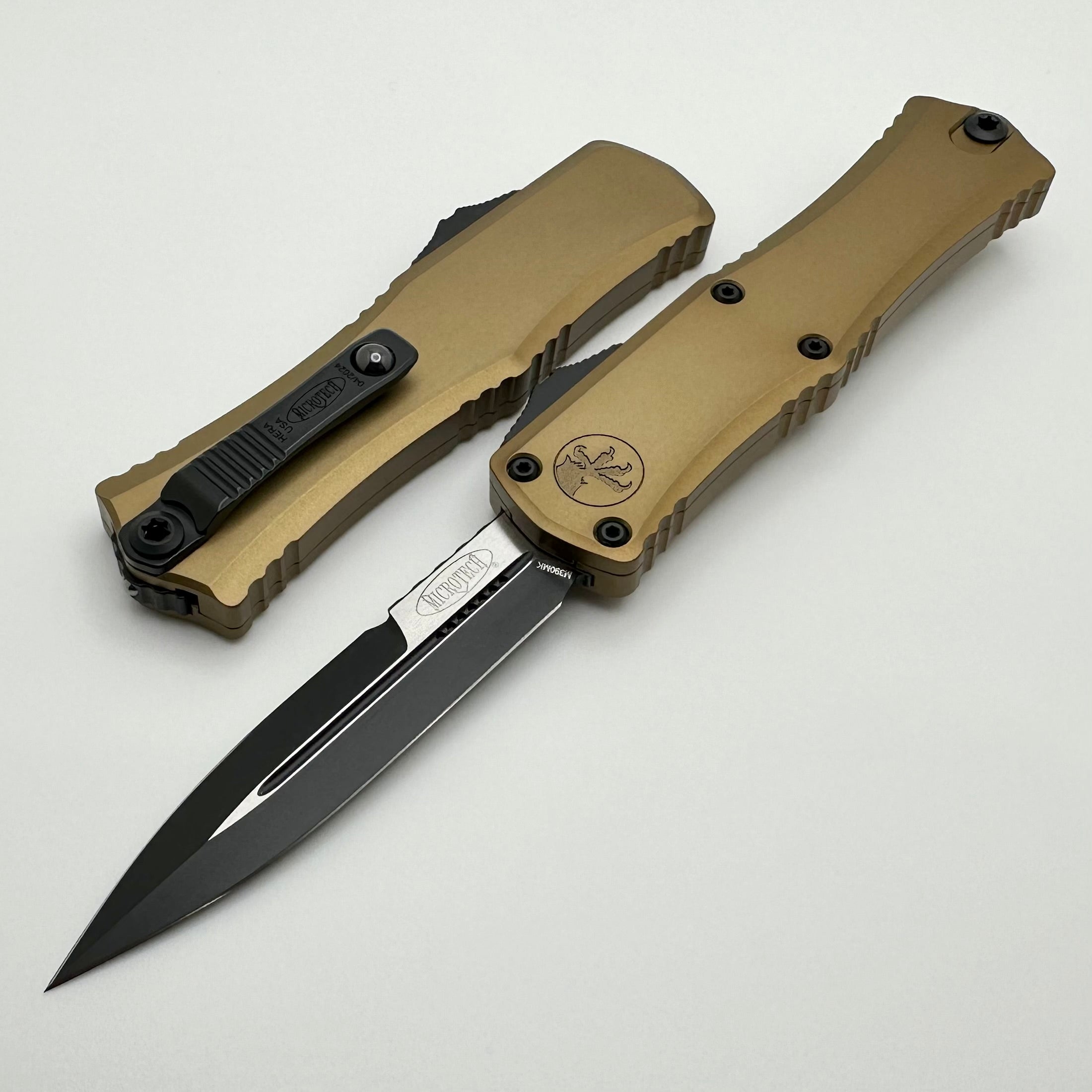 Microtech Premium Mini Hera Tan EDC Knife with Bayonet Blade - M390MK Steel