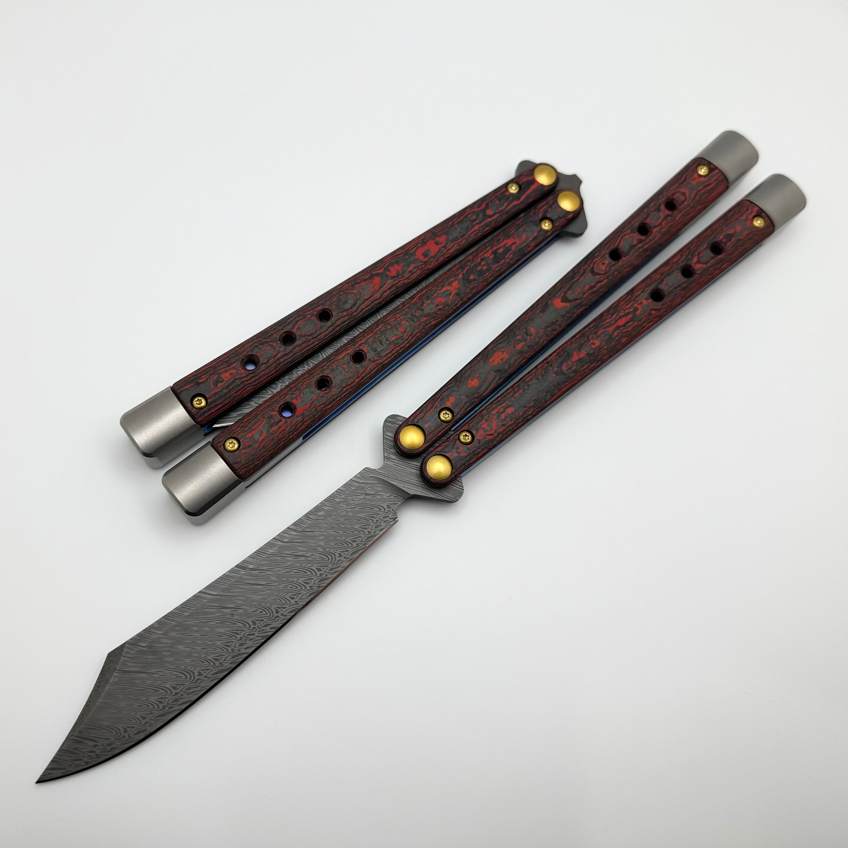 Premium Benchmade Necron Lava Flow - Carbon Fiber & Damasteel Butterfly Knife