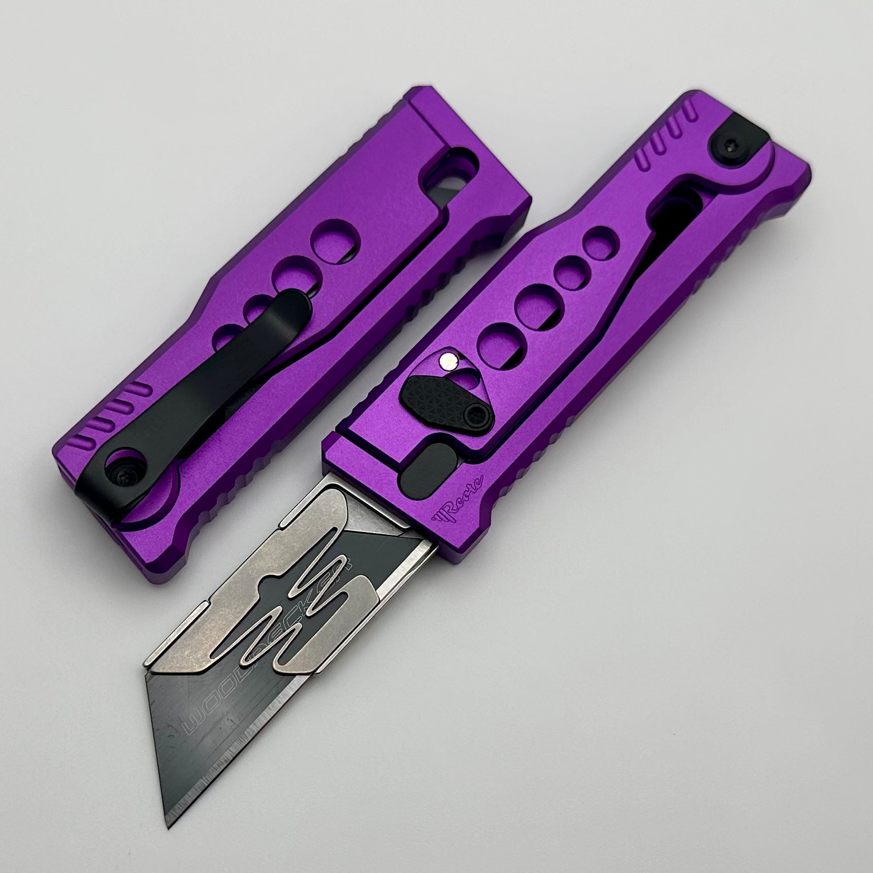 Reate EXO-U Ultimate Utility Knife with Speedhole Design - Purple Aluminum Handle