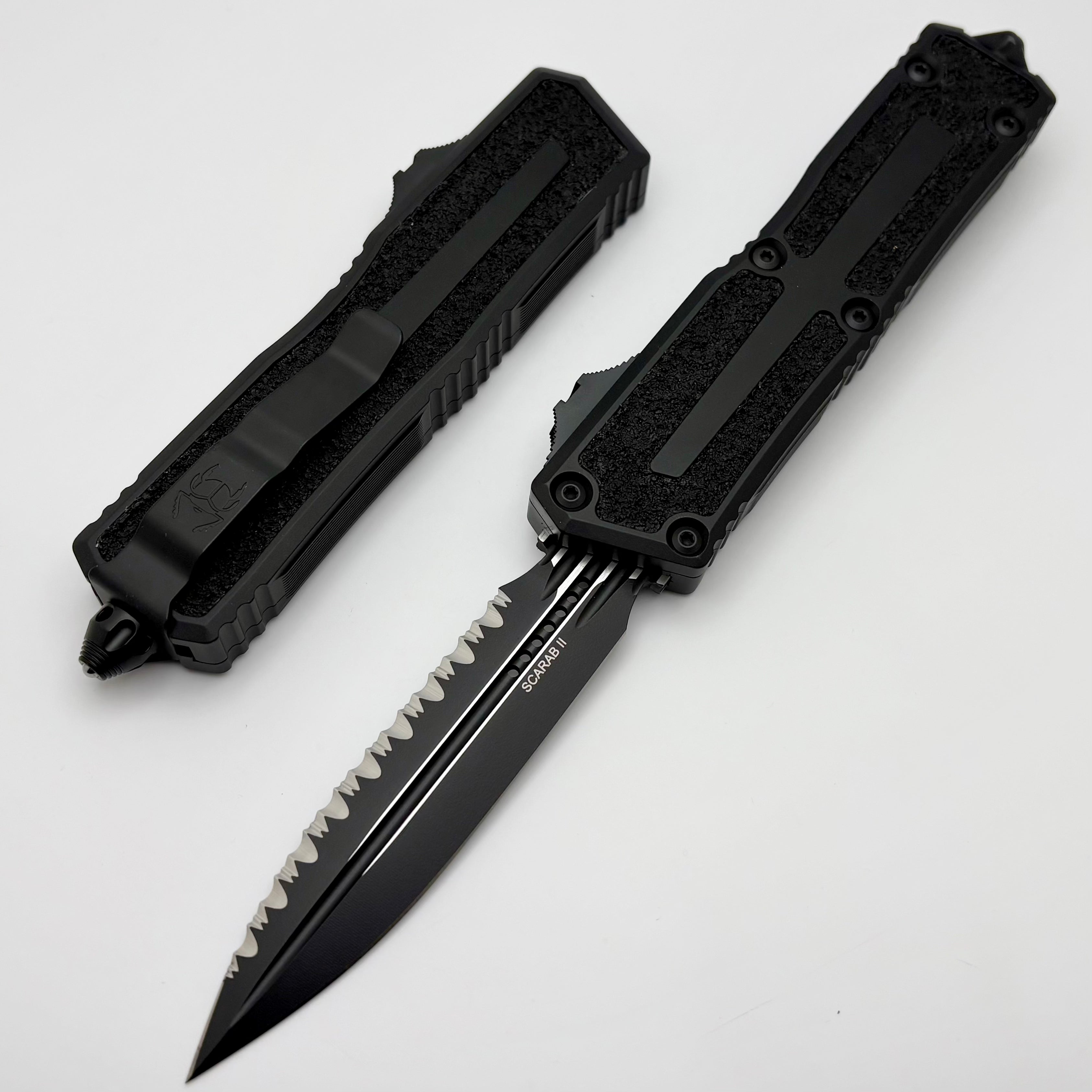 Microtech Scarab 2 Gen 3 Tactical OTF Knife - Premium D/E Full Serrated Blade