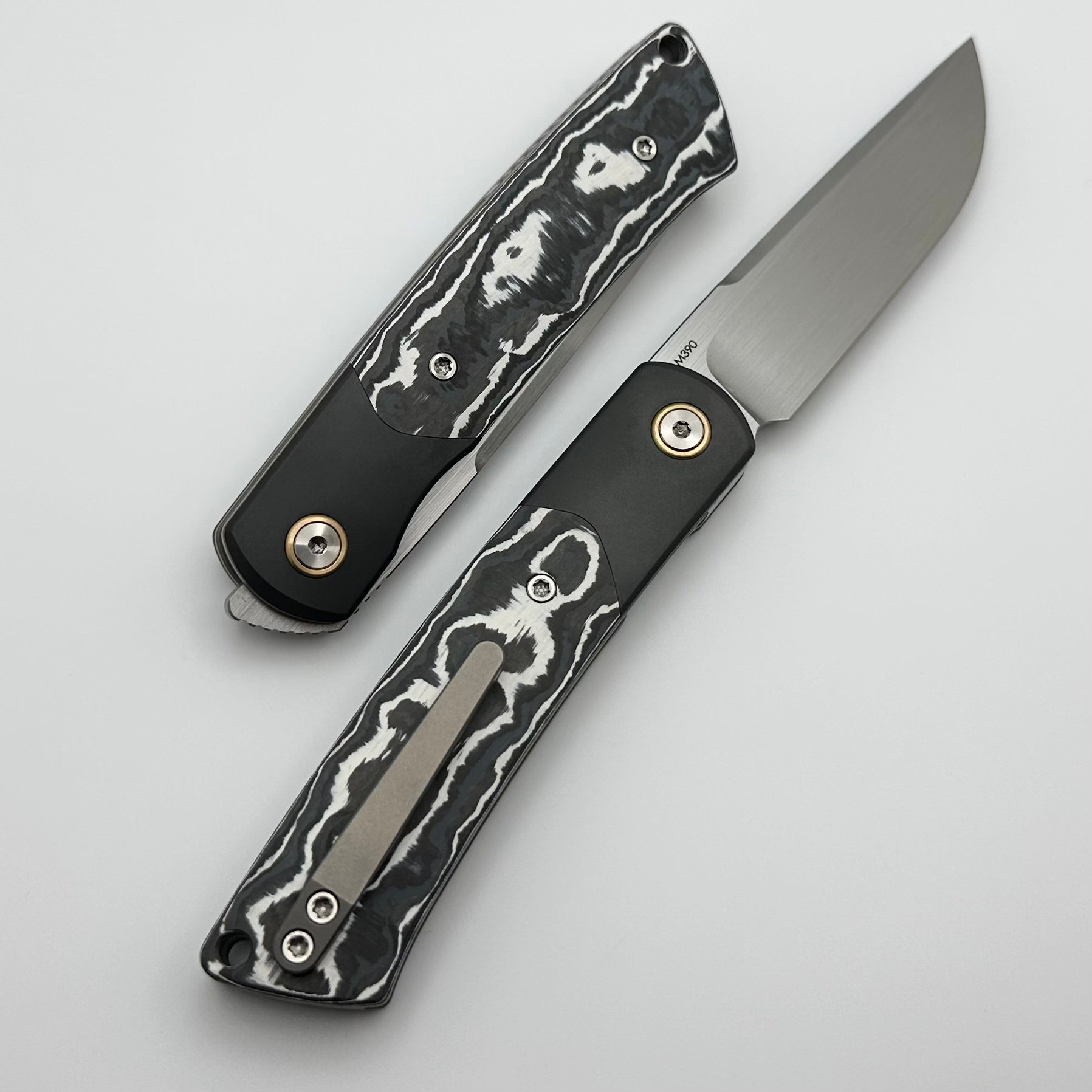 Reate Knives Tribute - Premium Zirconium & White Storm Fat Carbon EDC Knife