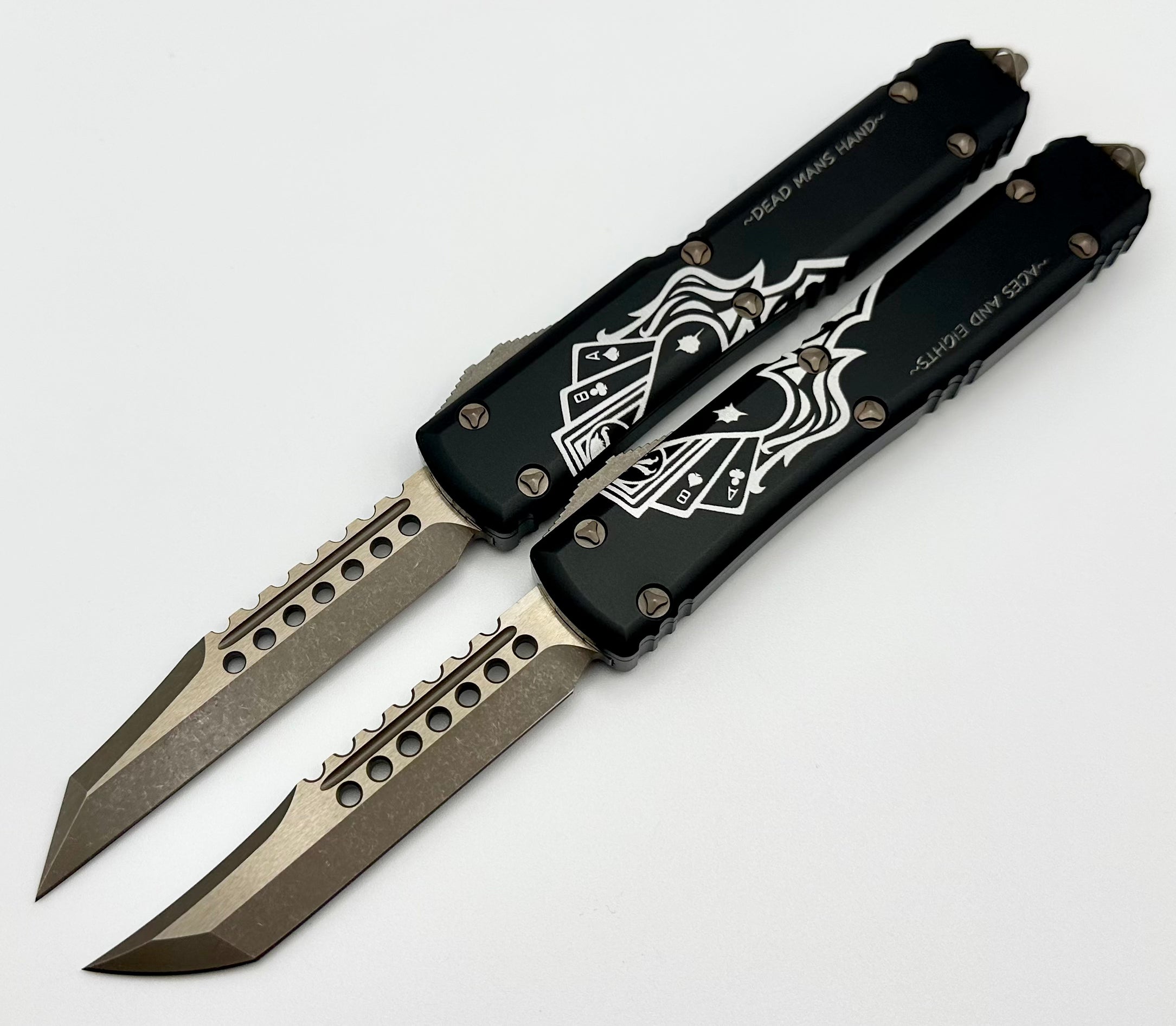 Microtech Ultratech Dead Man's Hand Hellhound & Warhound Signature Series - Premium Bronze Apocalyptic Knife Set