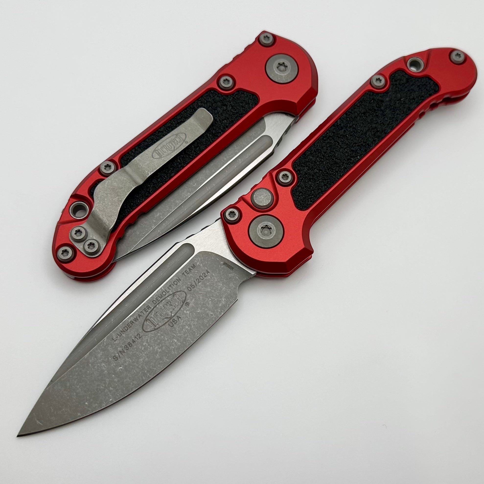 Premium Microtech LUDT Gen III Apocalyptic Drop Point Knife - Red Aluminum Handle