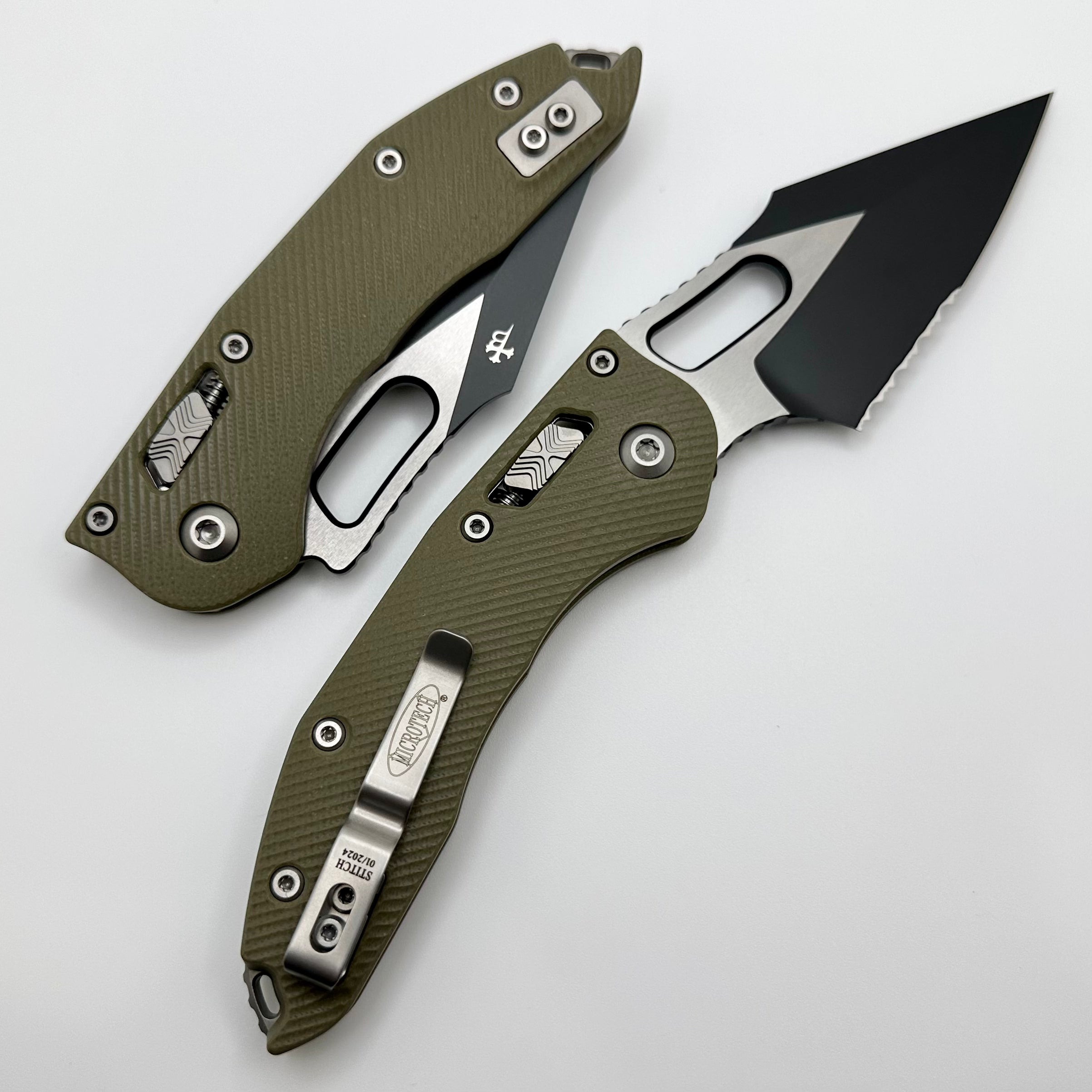 Microtech Stitch RAM LOK Premium Tactical Knife - OD Green G-10 & Black M390MK Blade