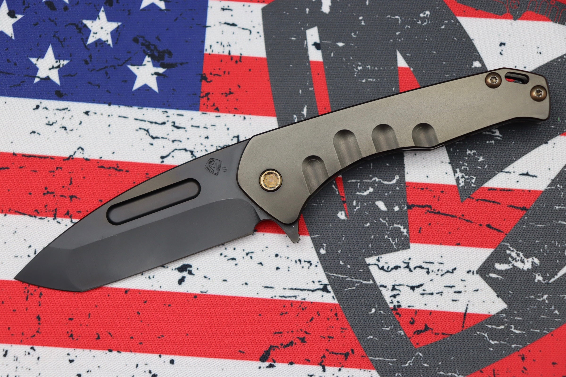 Premium Medford Praetorian Slim Flipper: PVD S35VN Tanto Blade & Bronze Hardware