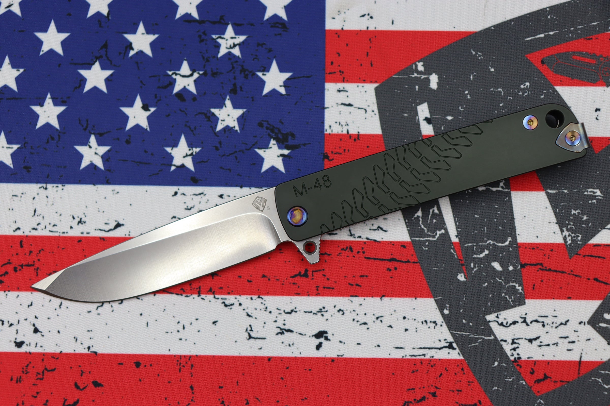 Medford M-48 Premium Tactical Flipper Knife - Green Aluminum Handle with S35VN Blade