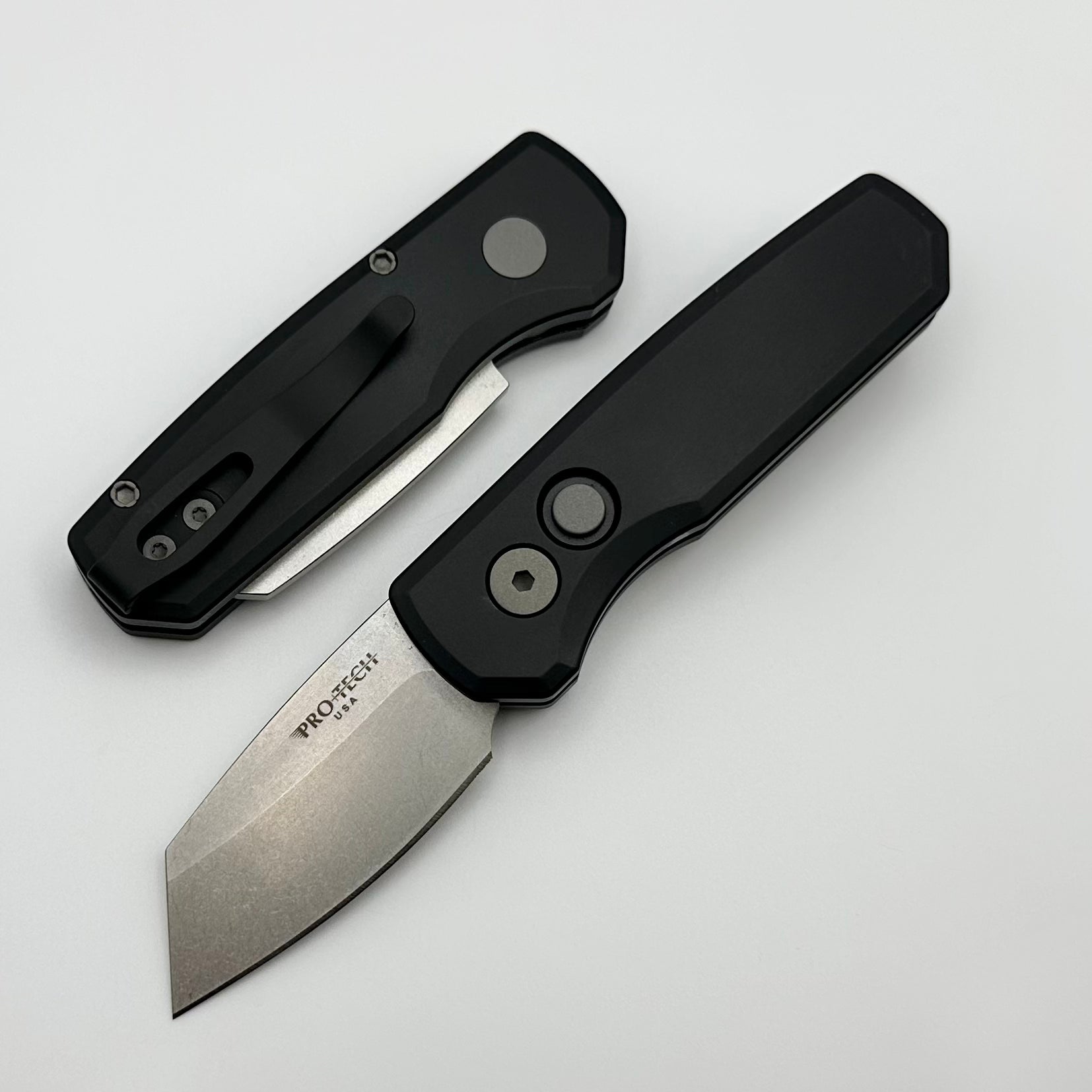 Pro-Tech Runt 5 Premium EDC Knife - Black Handle & Stonewash 20CV Blade