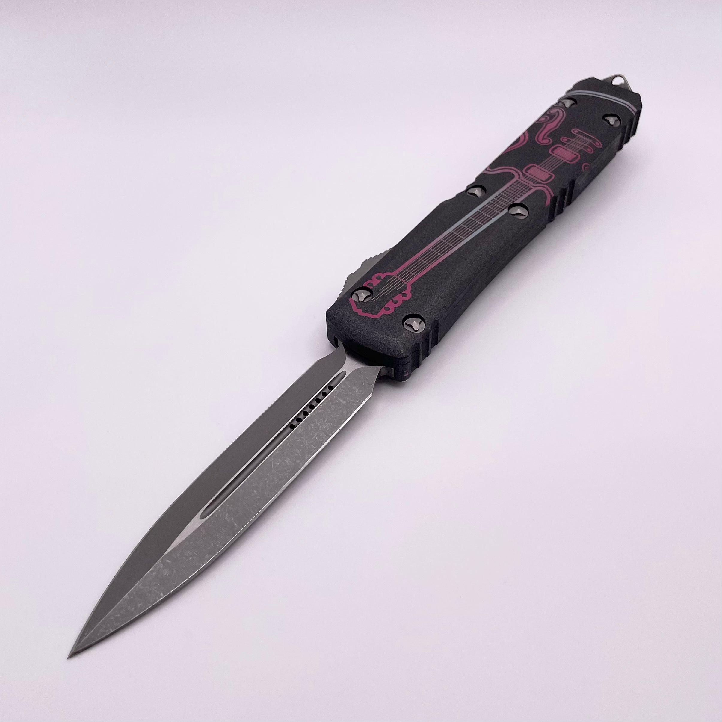 Premium Pre-Owned Microtech Ultratech NCKS 2023 - Pink & Light Blue Double Edge Apocalyptic Standard