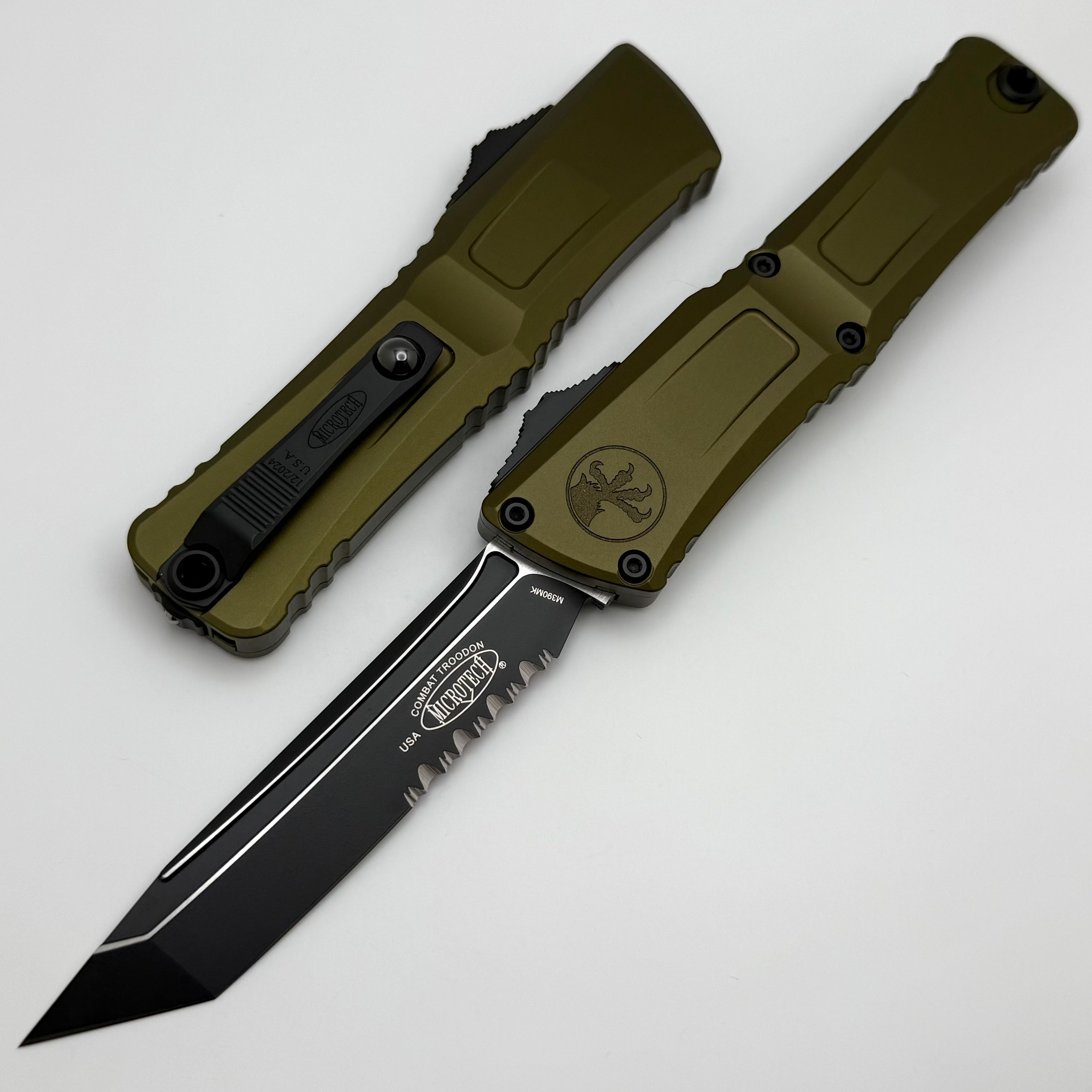 Premium Microtech Combat Troodon Gen III Tactical Knife - Black Tanto Blade with OD Green Handle