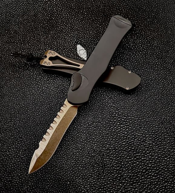 Heretic Hydra V3 Ultimate Tactical Knife - Black Aluminum Handle & Bronze Recurve MagnaCut H008-7A