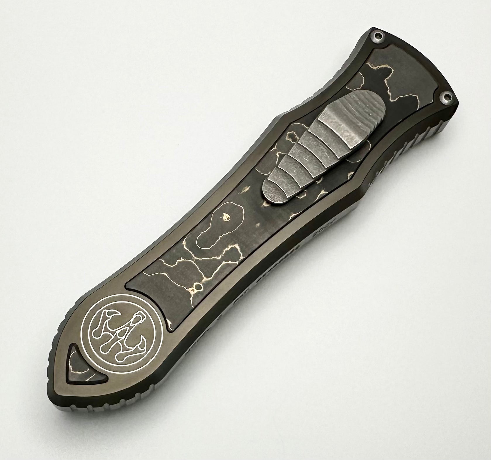 Ultimate Hawk Designs Model C Titanium DLC Deadlock – Gold/Bronze Fat Carbon & Stonewash 20CV Blade