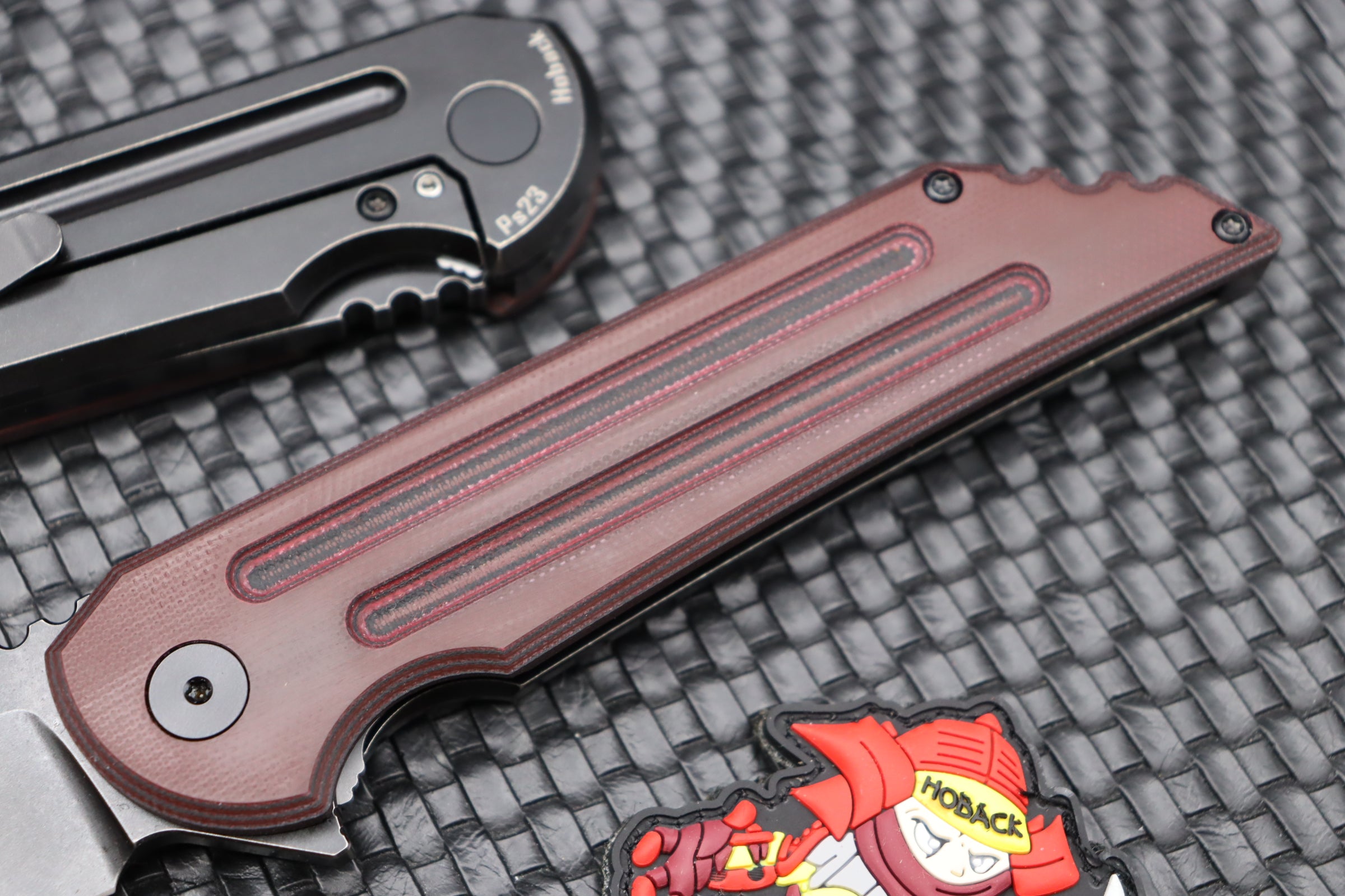 Jake Hoback Kwaiback MK6 Premium Tactical Knife - Red SureTouch & DLC M390 Blade