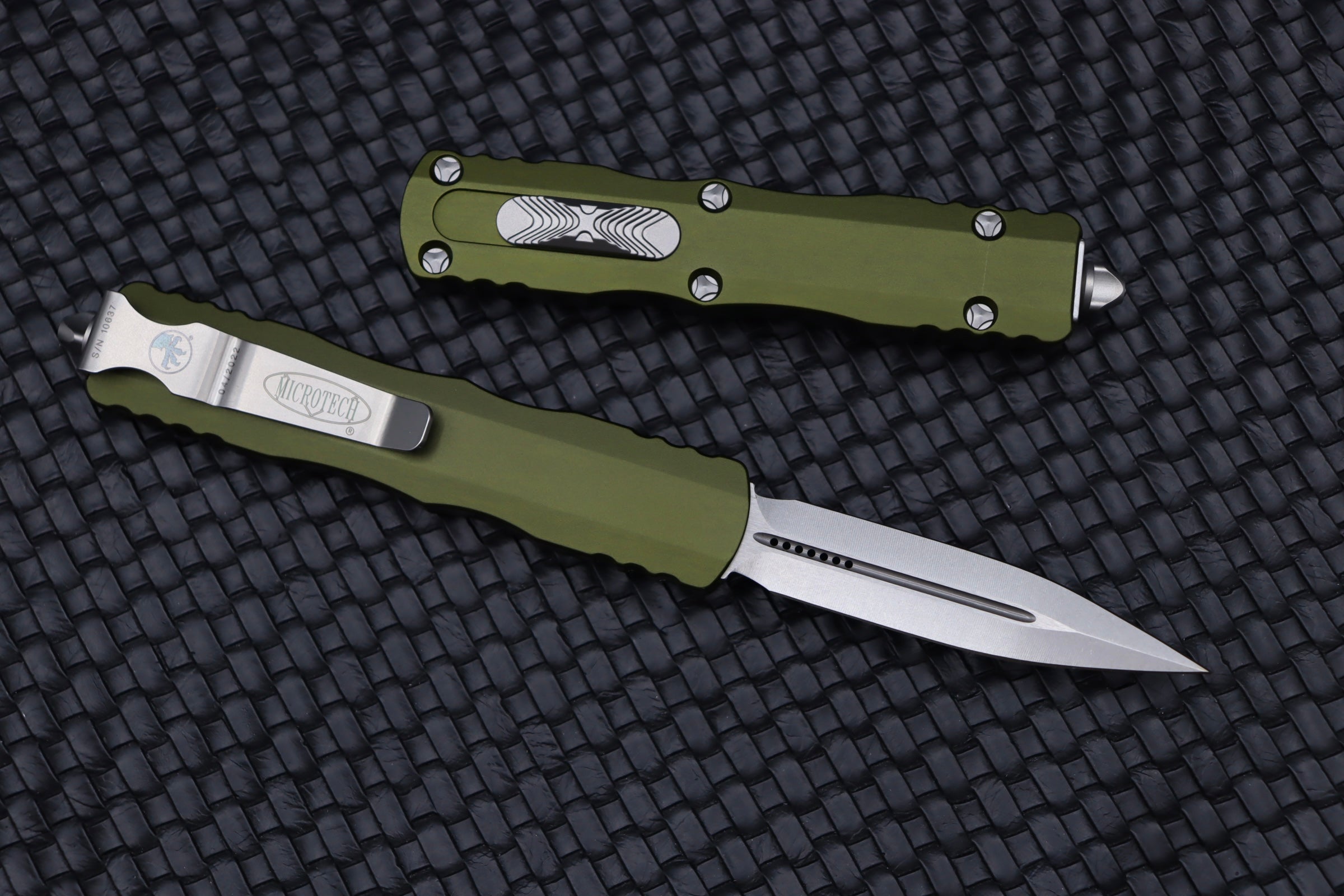 Microtech Dirac Double Edge Stonewash OTF Knife - Premium M390 Blade & OD Green Handle