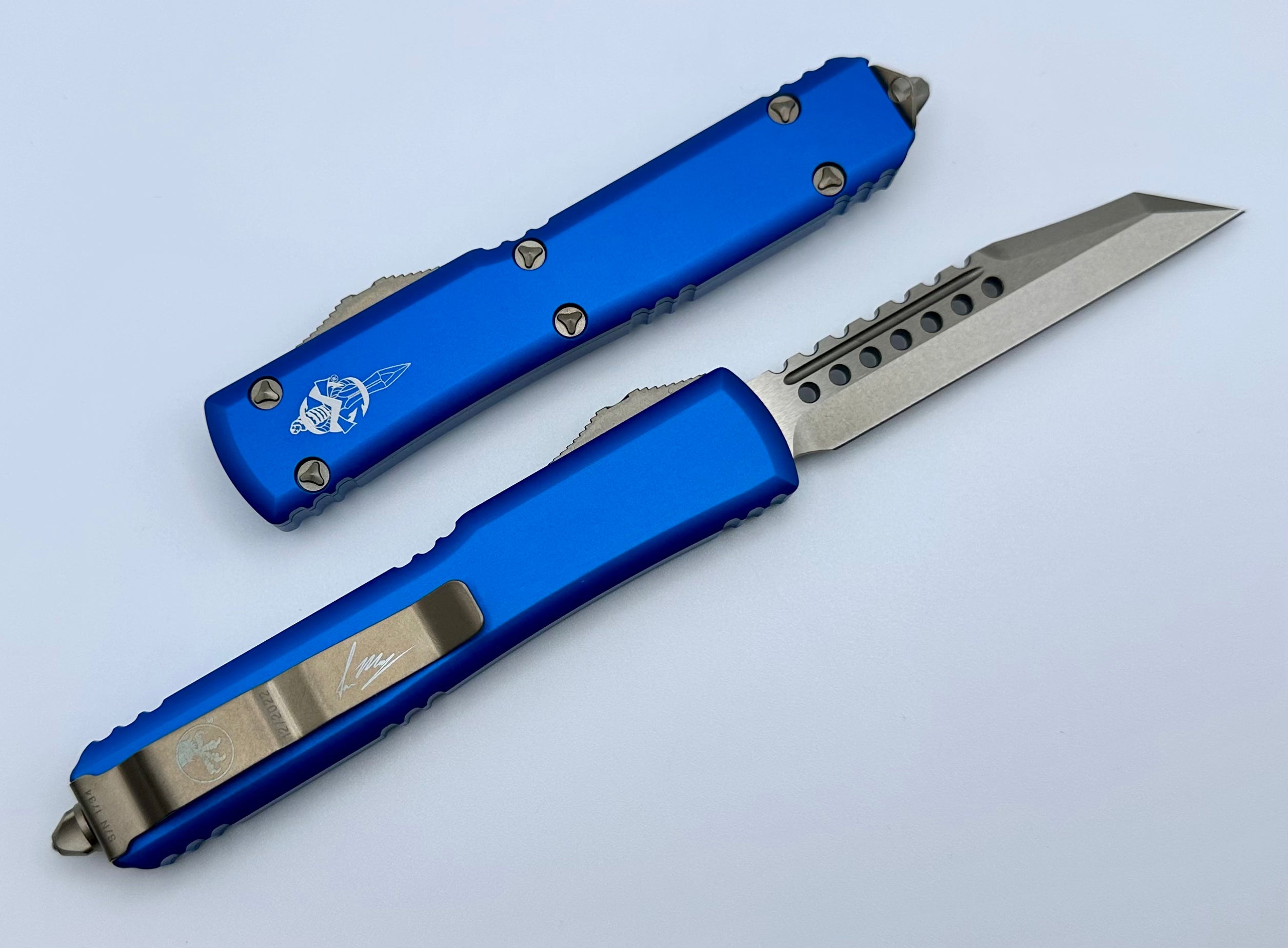 Microtech Ultratech Warhound Bronze & Blue OTF Knife - Premium Tactical EDC