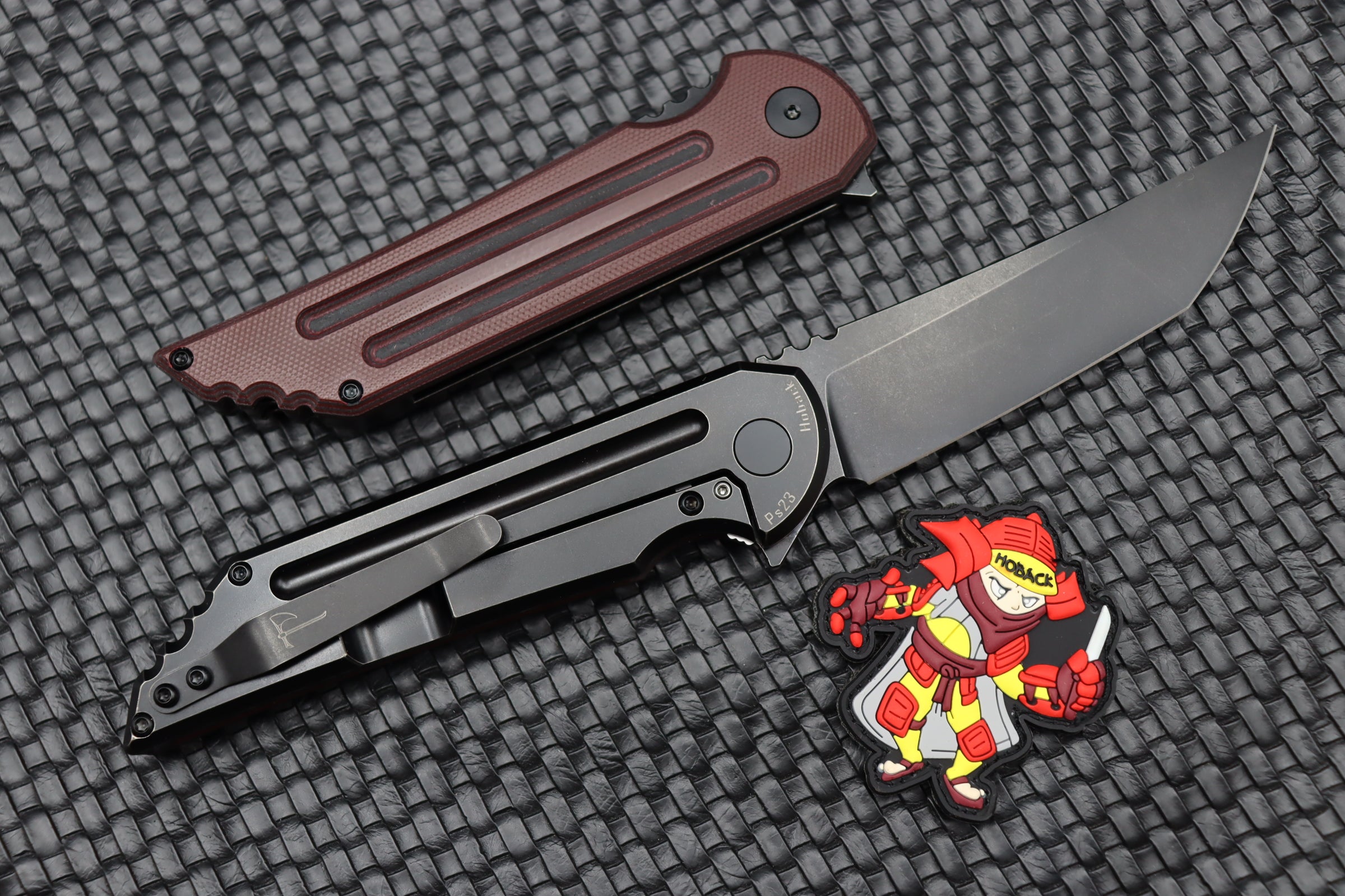 Jake Hoback Kwaiback MK6 Premium Tactical Knife - Red SureTouch & DLC M390 Blade