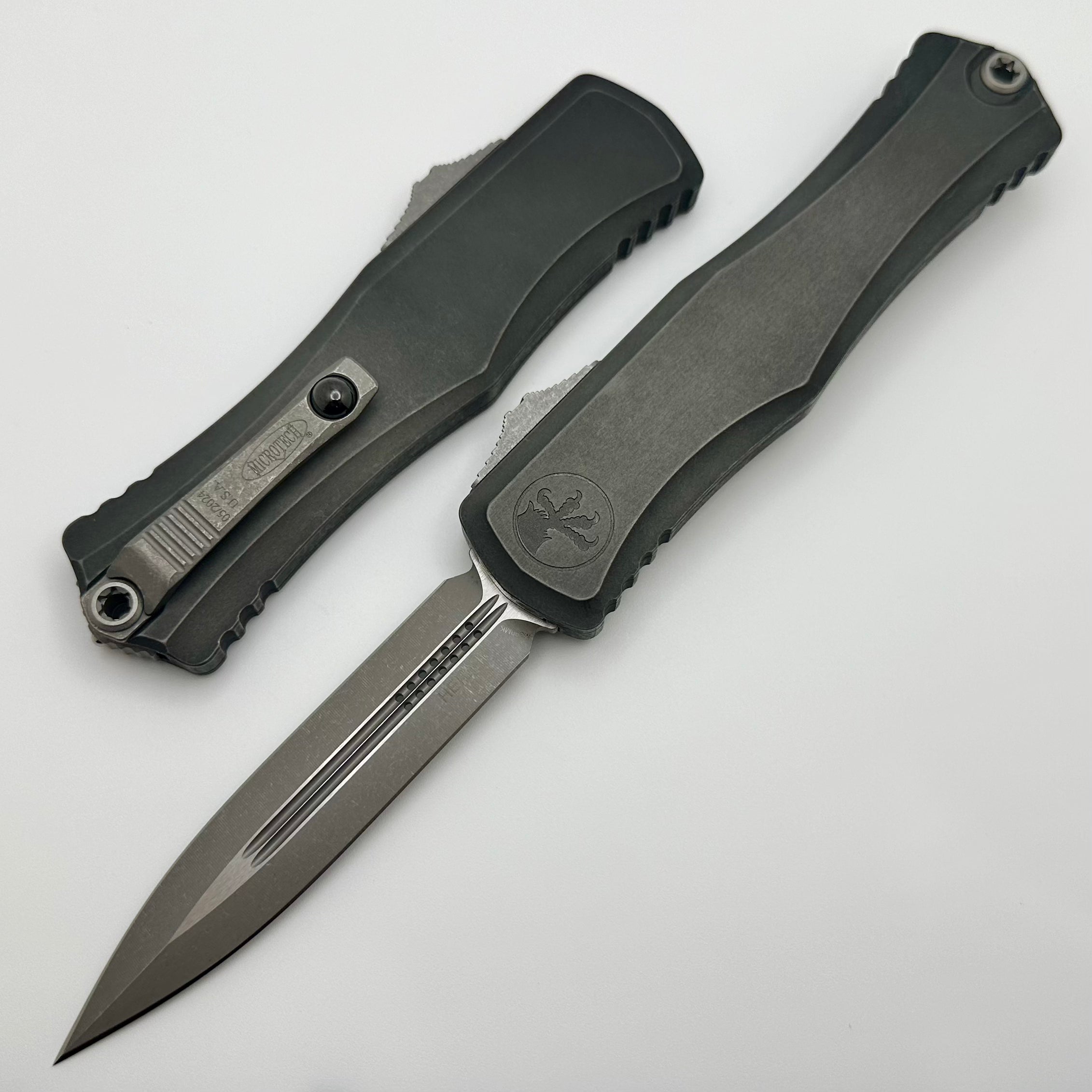 Microtech Hera II Apocalyptic Tactical OTF Knife - Premium D/E Blade with Apocalyptic Black Handle