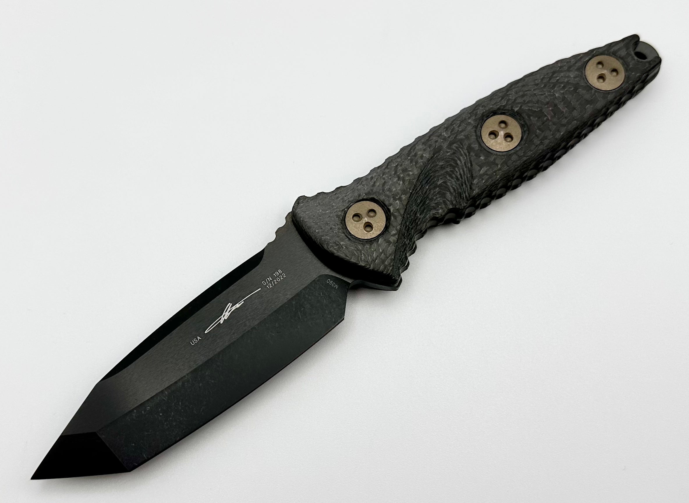 Premium Microtech Socom Alpha Mini Tanto Tactical Knife - Black DLC & Carbon Fiber