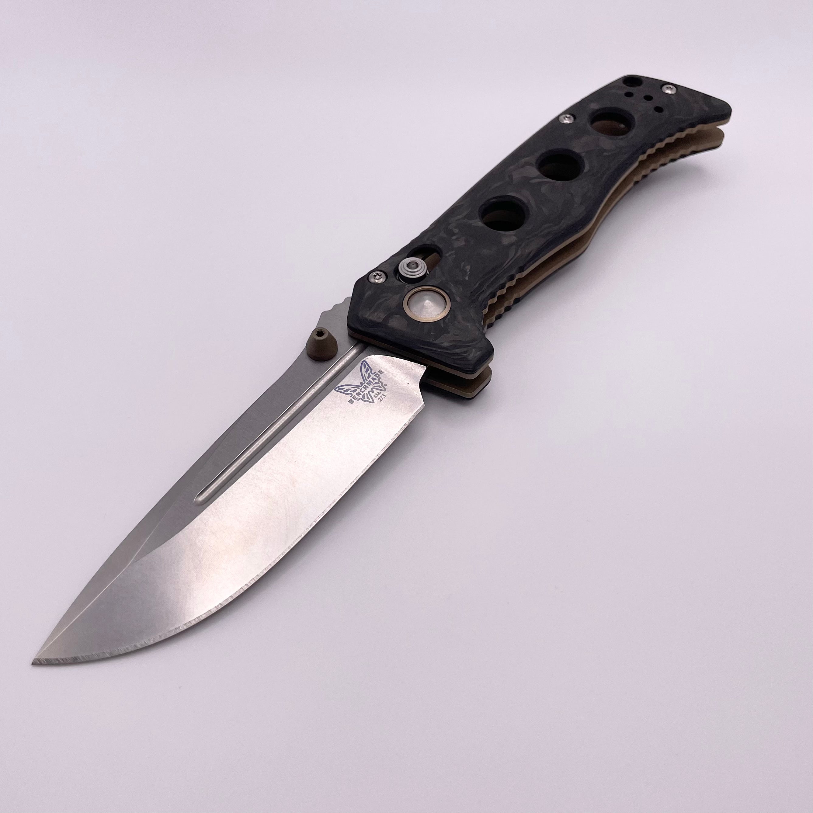 Premium Pre-Owned Benchmade Mini Adamas with Marbled Carbon Fiber & MagnaCut Blade