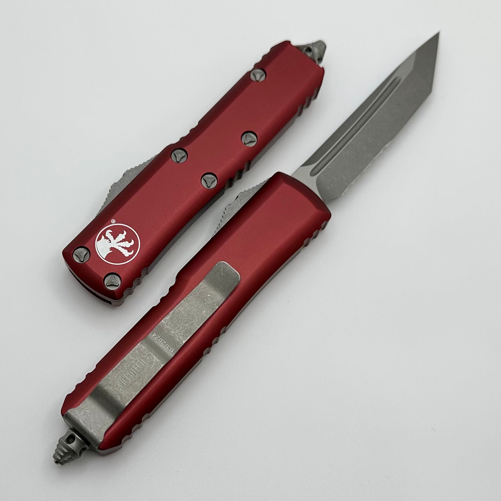 Premium Microtech UTX-85 Tanto Tactical EDC Knife - Apocalyptic Finish & Merlot Handle