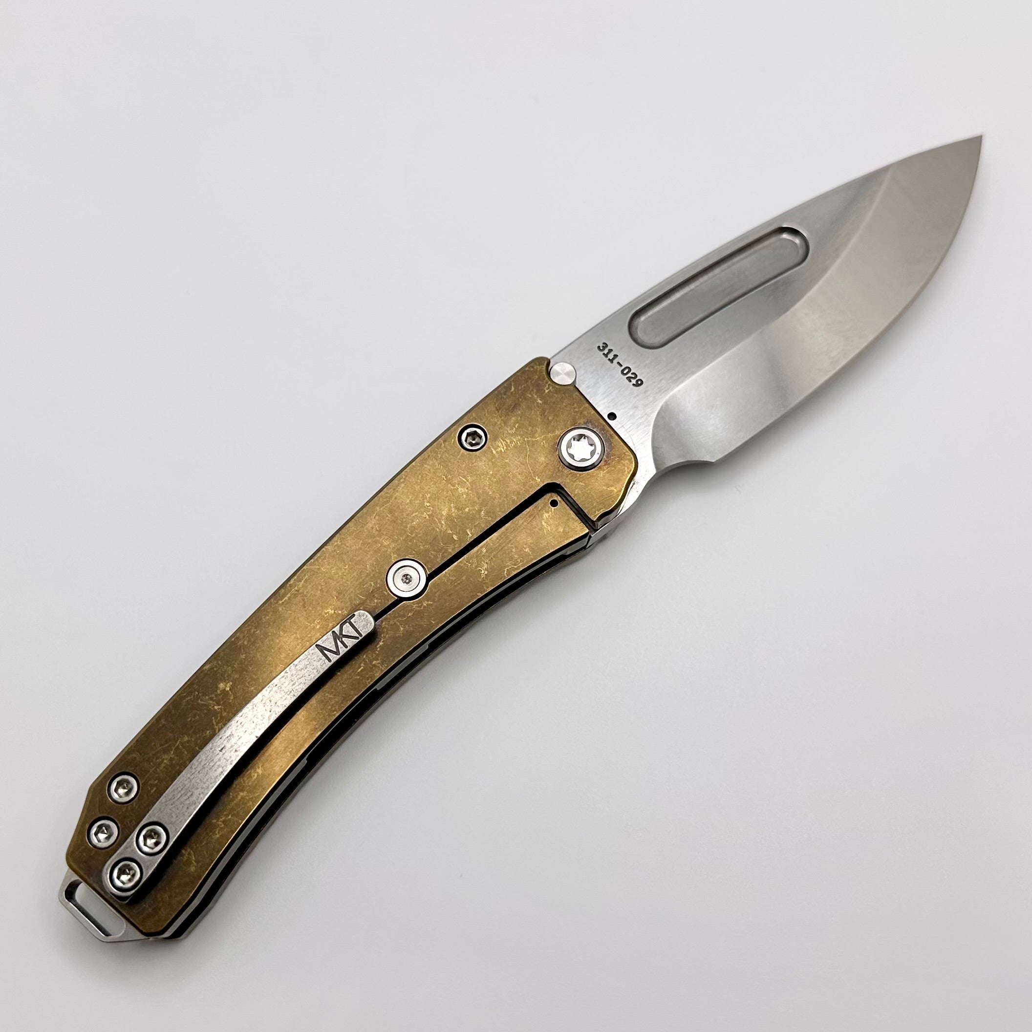 Medford Midi Marauder S45 Premium Drop Point Folding Knife with Bronze Tumbled Titanium Handles