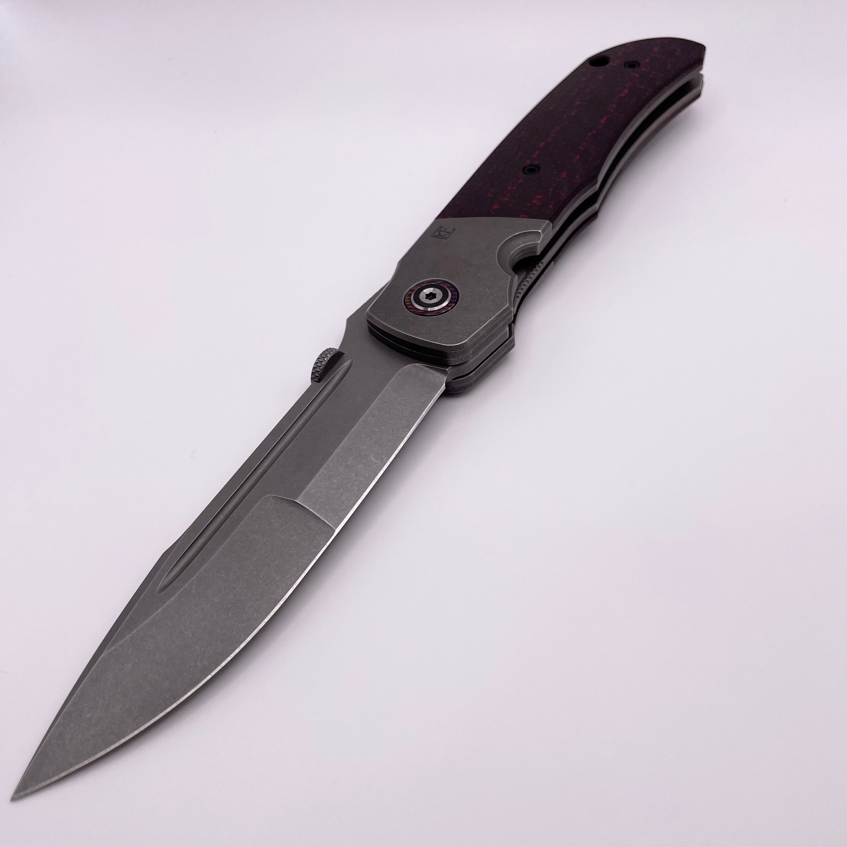 Premium Custom Knife Factory Eagle Rock - Red Carbon Fiber & S90V Blade