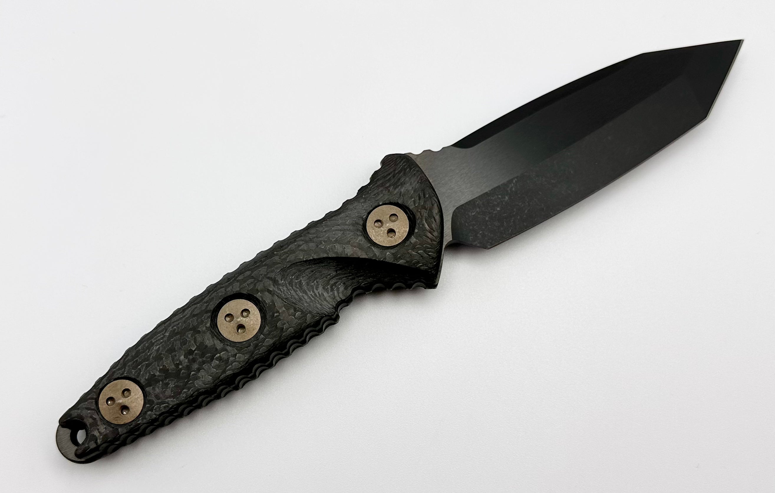 Premium Microtech Socom Alpha Mini Tanto Tactical Knife - Black DLC & Carbon Fiber