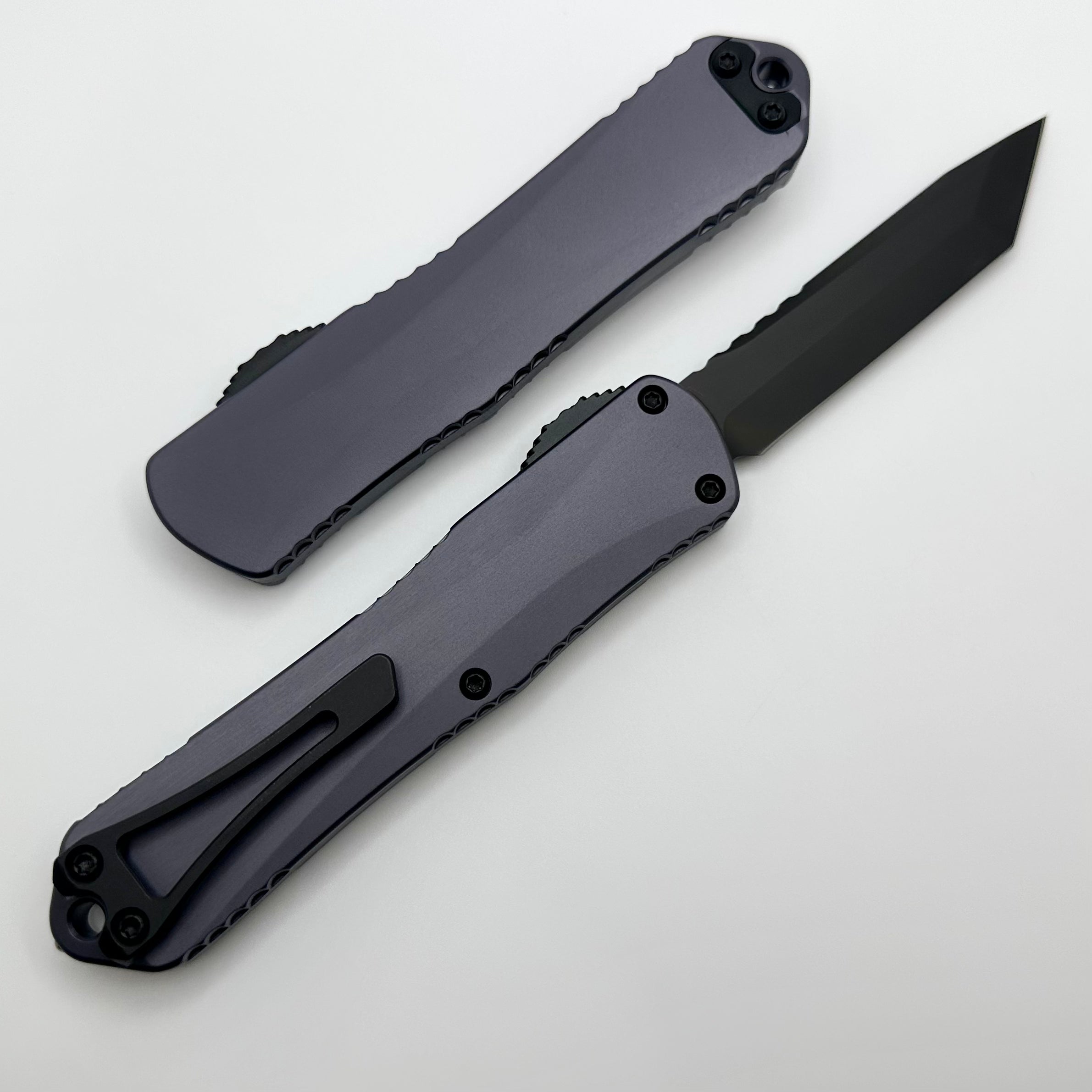 Heretic Knives Manticore E Tactical OTF Knife - Gray Handle & DLC Tanto MagnaCut