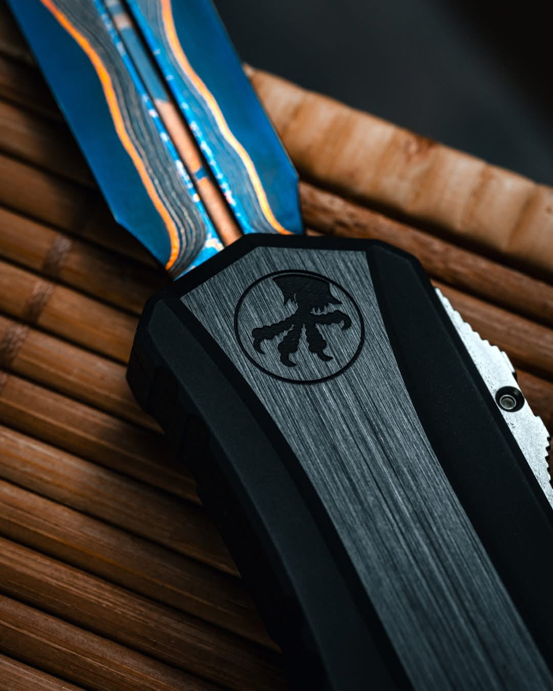 Microtech Marfione Select Cypher II Ultimate Damascus OTF Knife with Tritium Inlay