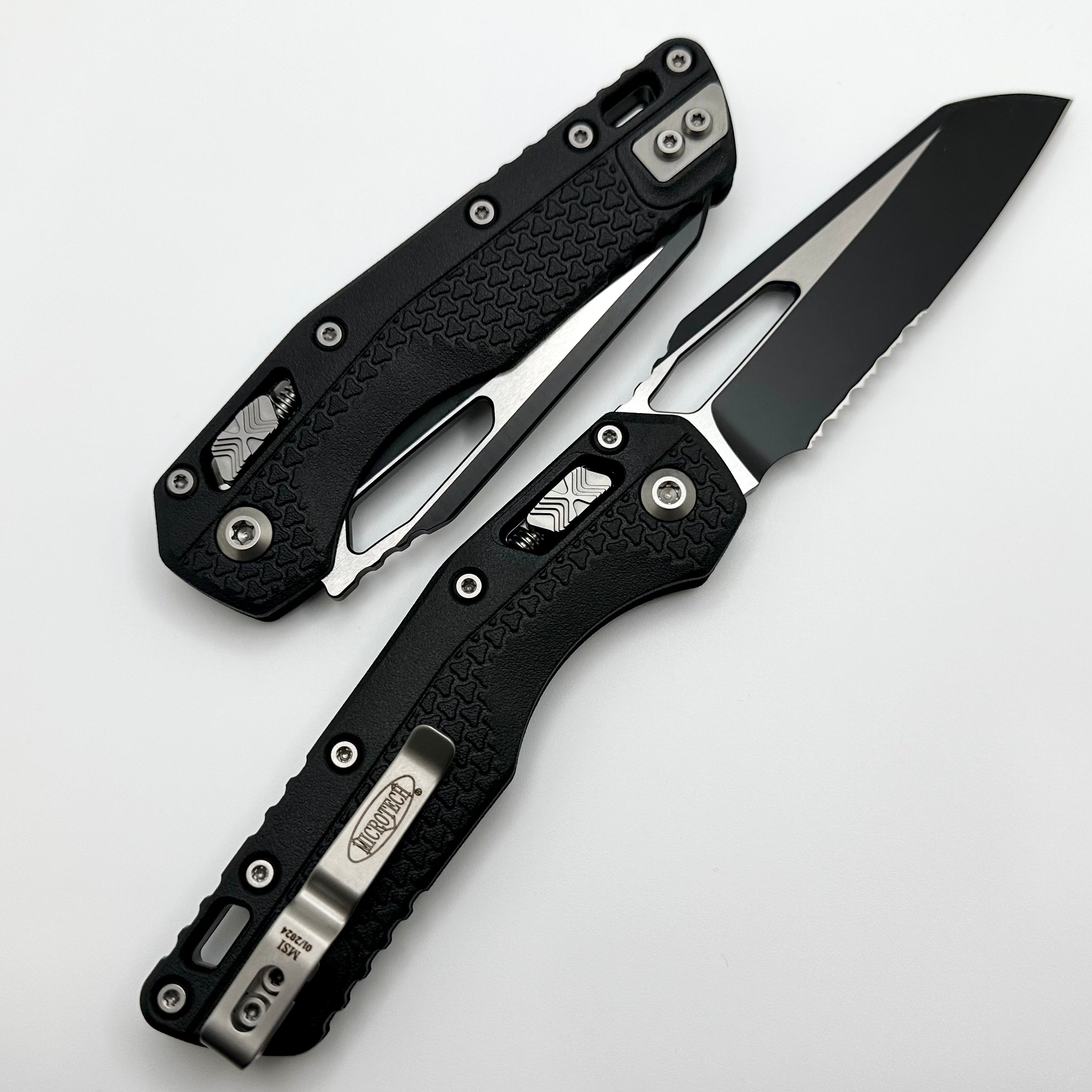 Microtech MSI RAM LOK Premium Tactical Folding Knife - Black Polymer & Serrated M390MK Blade