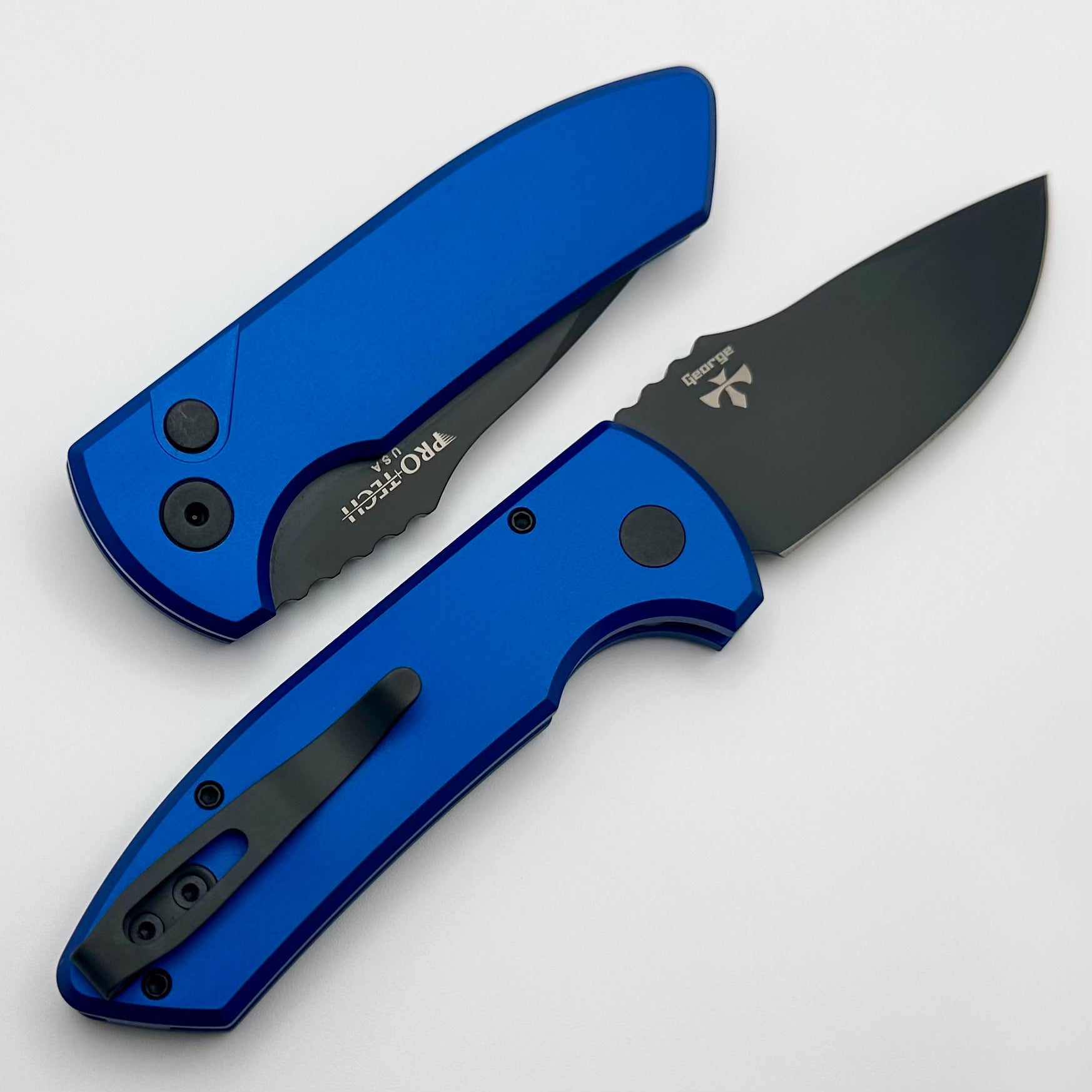 Pro-Tech SBR Ultimate Compact Folding Knife - Blue Aluminum Handle & S35VN Black Blade