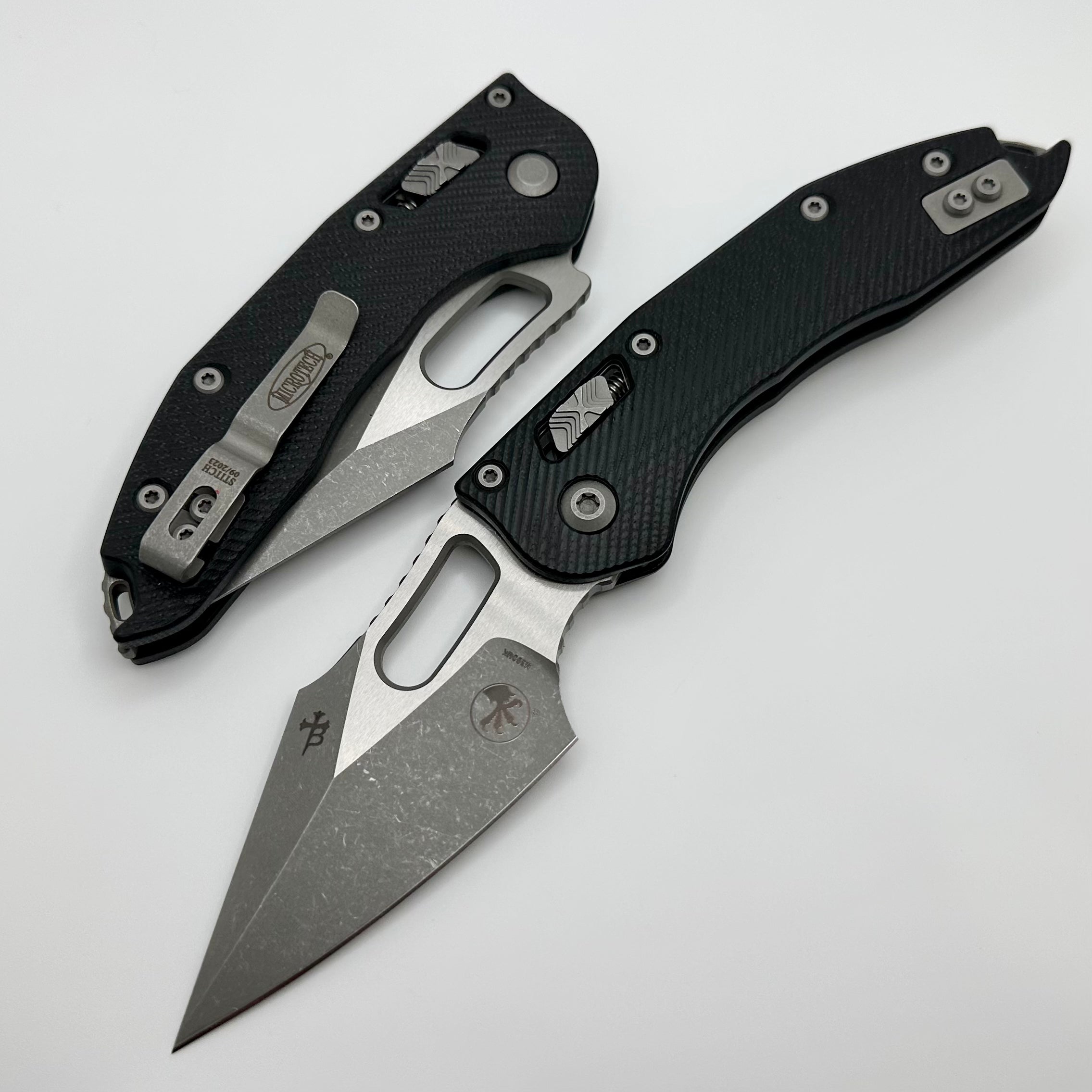 Microtech Premium Stitch RAM LOK Knife - Apocalyptic M390MK Blade & Fluted Black G-10 Handle