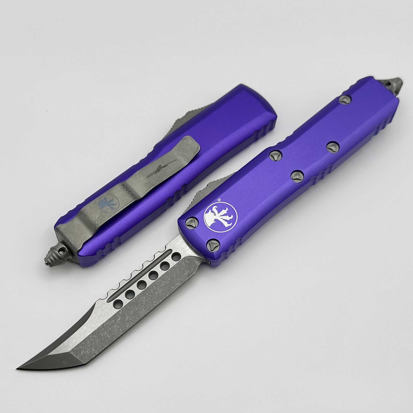 Premium Microtech UTX-85 Hellhound Apocalyptic & Purple Tactical Knife