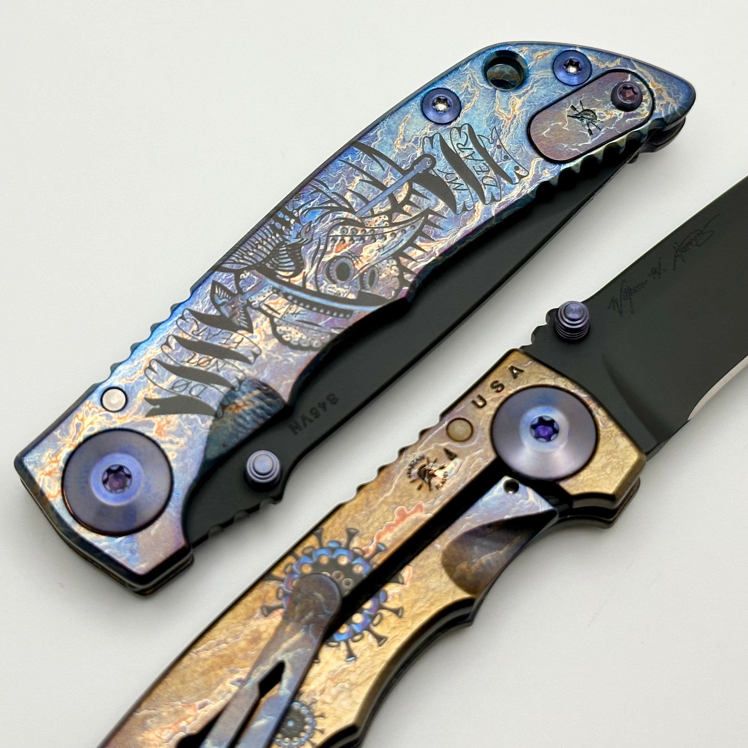 Spartan Blades Harsey Folder 3.25 Storm Watch Plague Doctor SF10 Custom - Premium Titanium EDC Knife