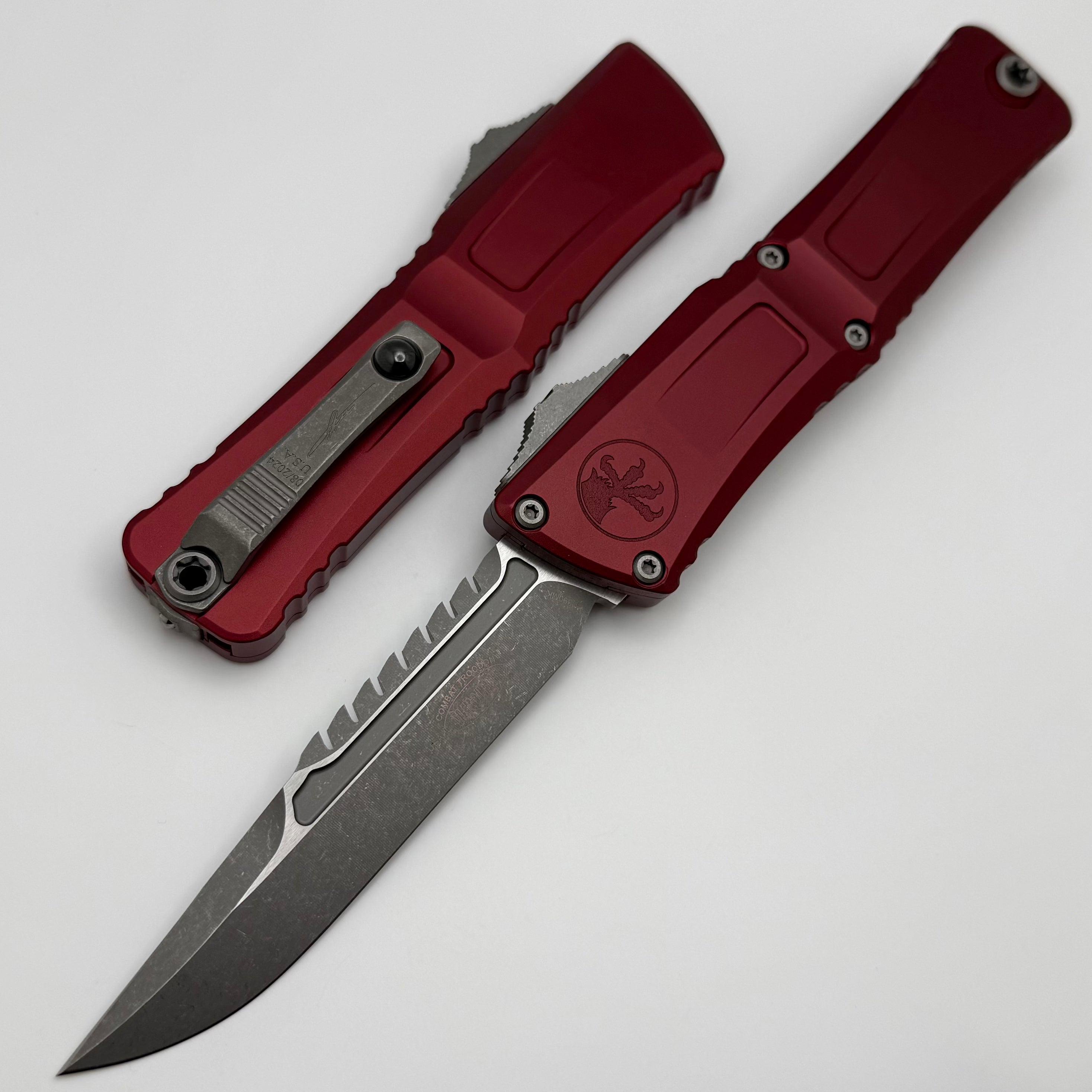 Microtech Combat Troodon Gen III Apocalyptic Interceptor - Premium OTF Knife with Merlot Handle