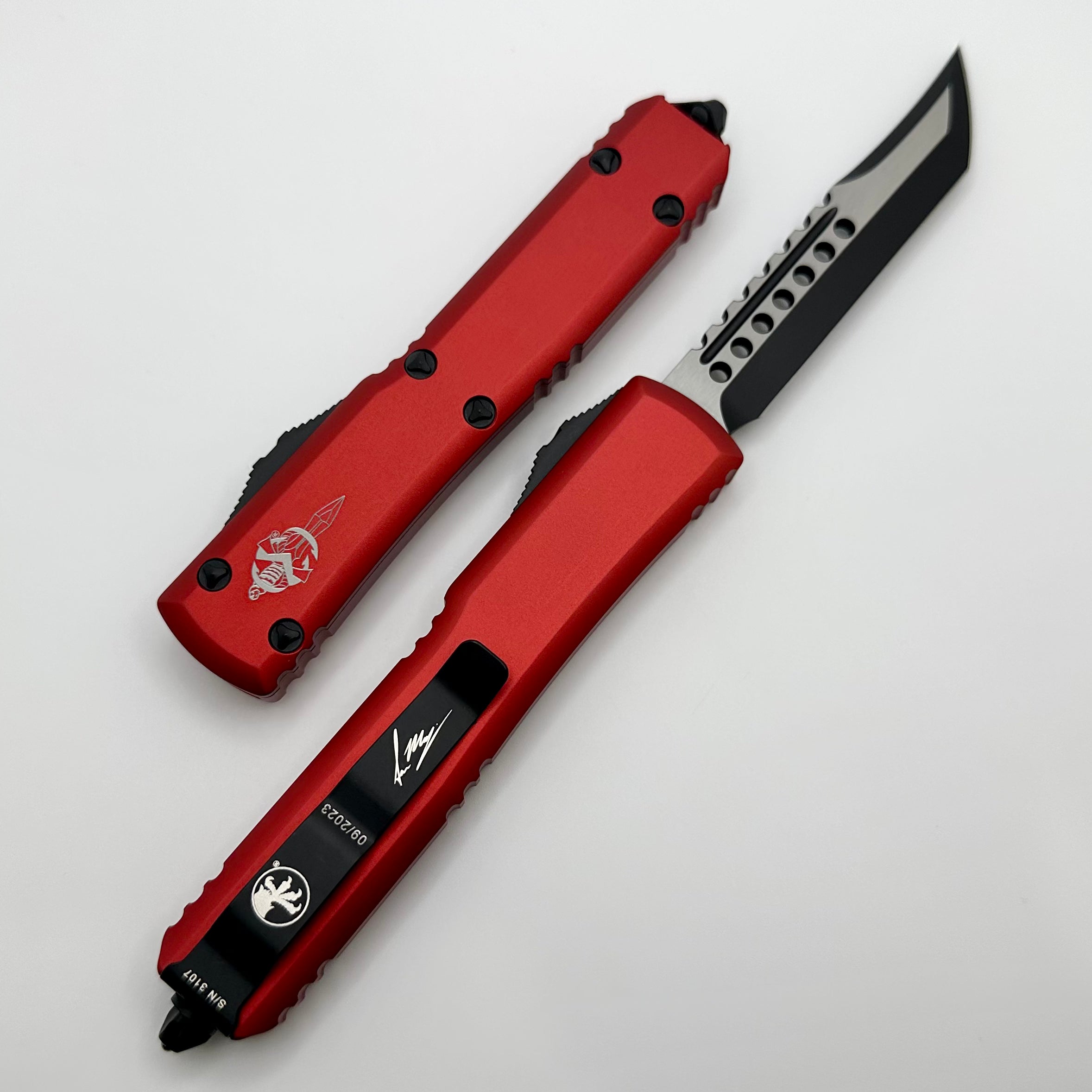 Premium Microtech Ultratech Hellhound Red Signature Series - Ultimate Tactical Knife