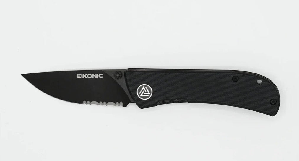 Eikonic Fairwind Night Black G-10 Serrated D2 Knife - Ultimate Everyday Carry