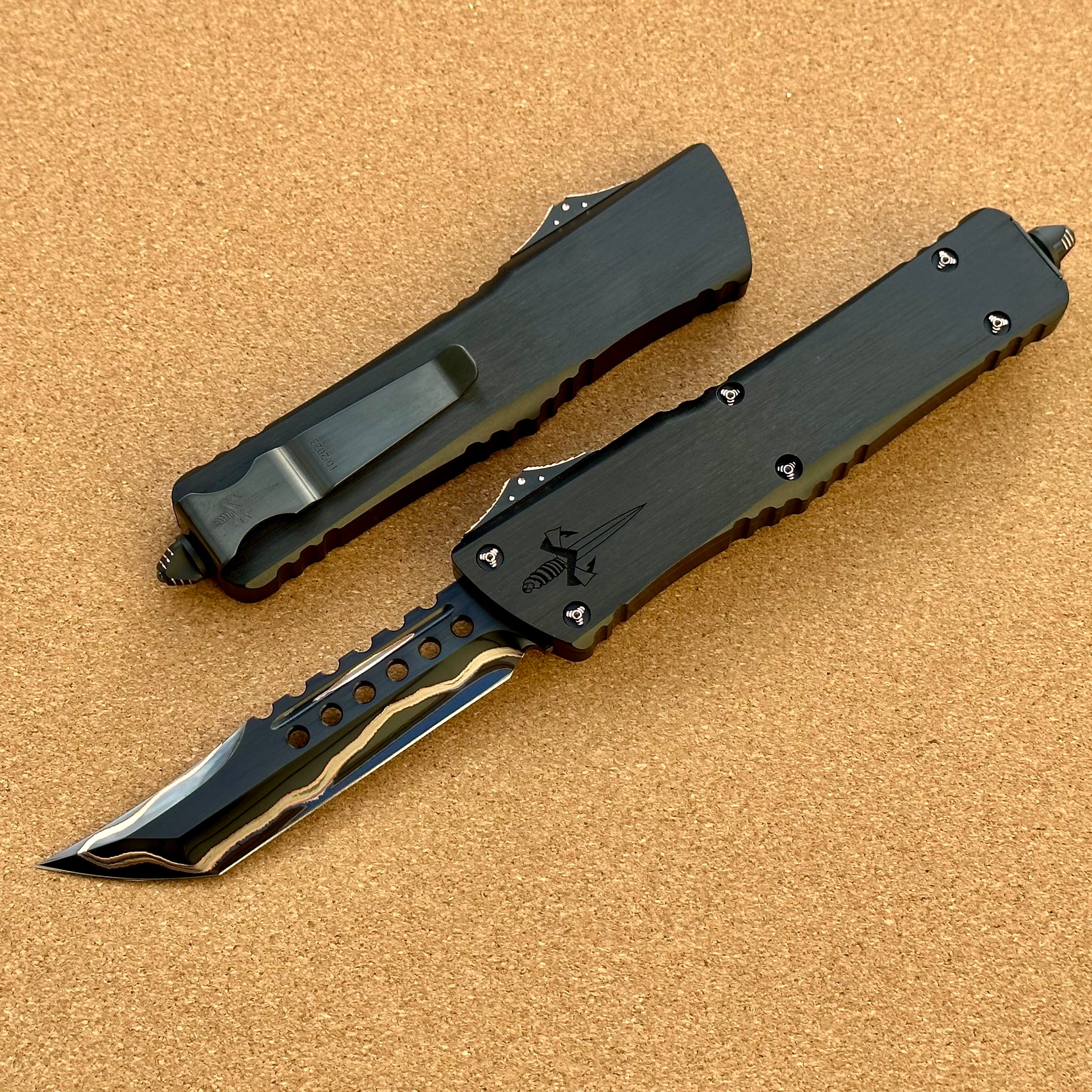 Premium Marfione Combat Troodon Hellhound Tactical Knife - Hot Blued Volcanic River Pattern