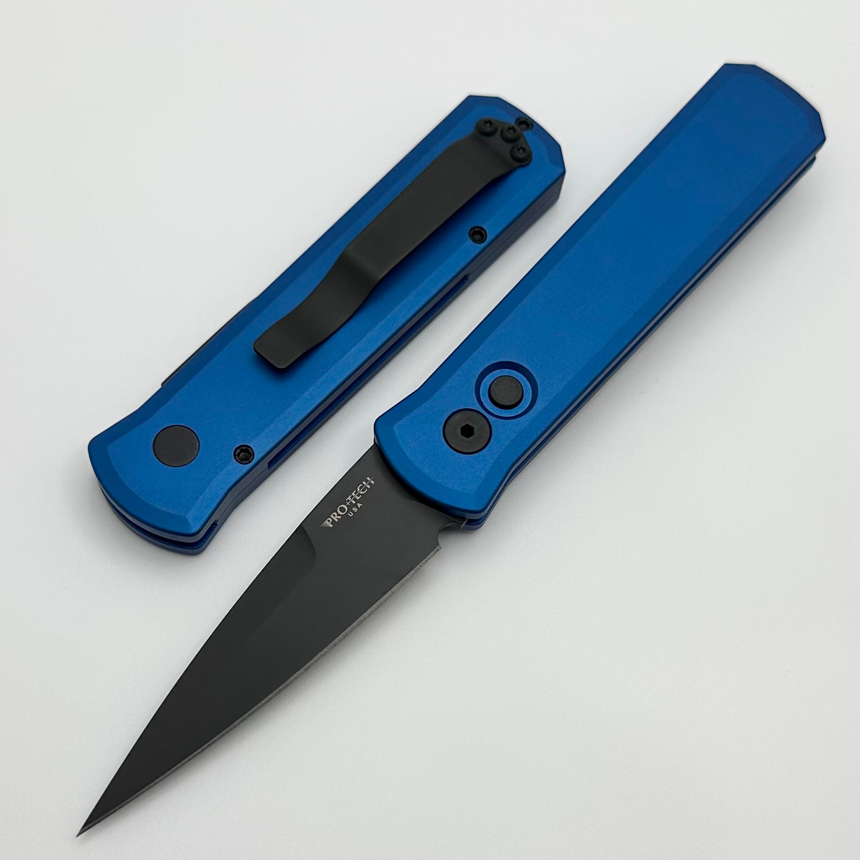 Premium Pro-Tech Godson Automatic Knife - Blue Handle & Black 154-CM Blade