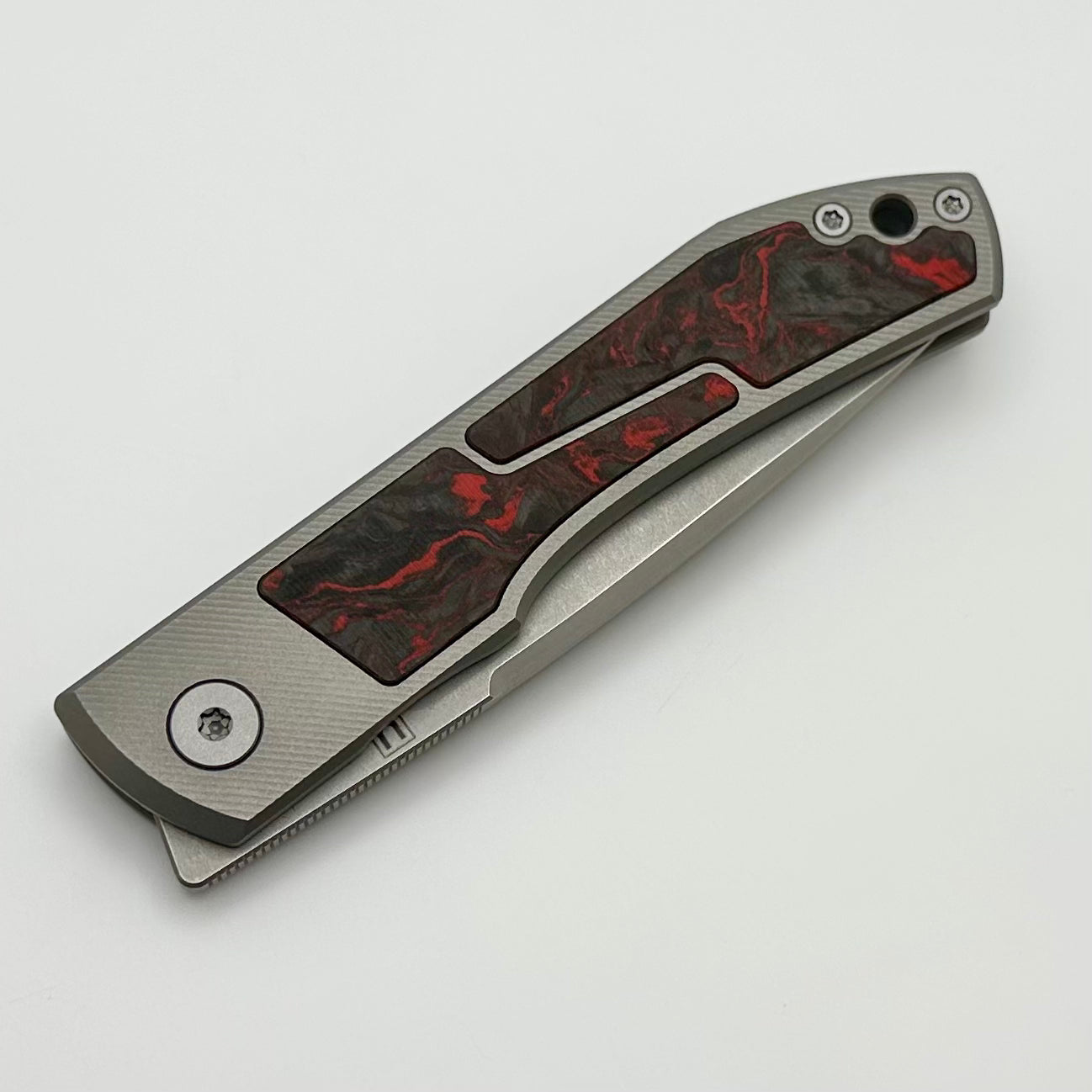 Ultimate Uldanov Sierra Knife: Premium Milled Titanium & Red Dark Matter Carbon Fiber Flipper