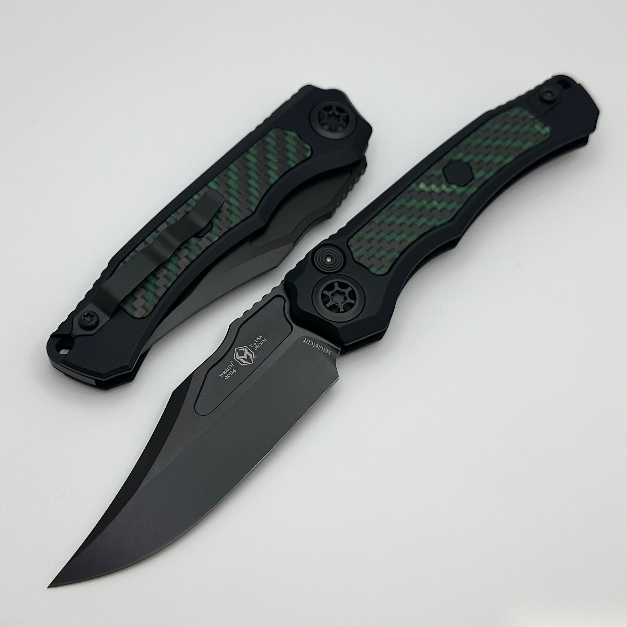 Heretic Knives Premium Wraith Auto V4 - Ultimate Tactical Knife with GITD Carbon Fiber & DLC MagnaCut Blade